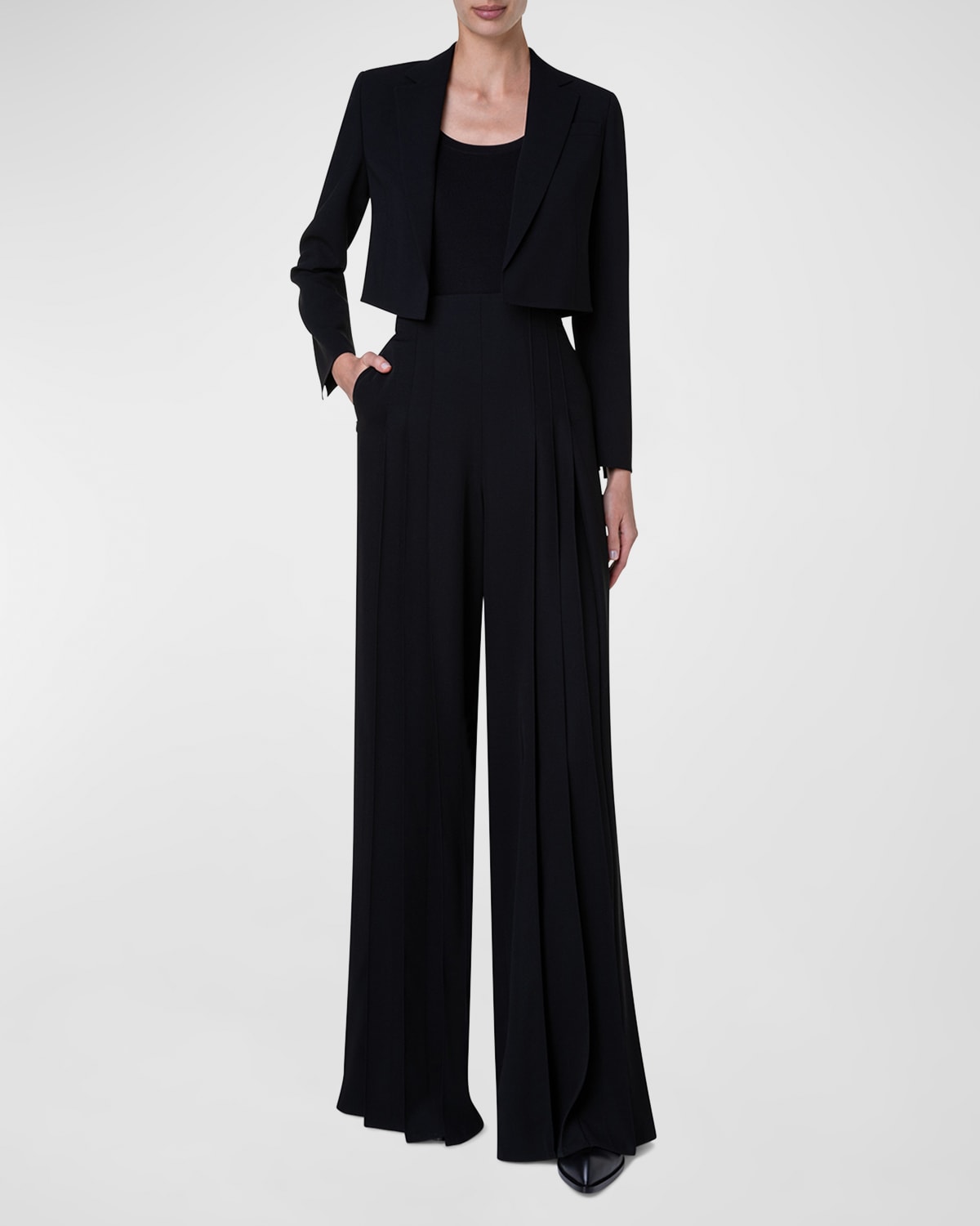 Akris Wool-Blend Cropped Blazer Jacket