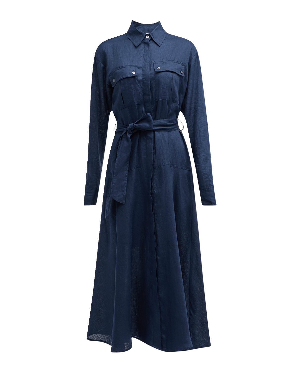 Veronica Beard Camille Long-Sleeve Linen Shirtdress