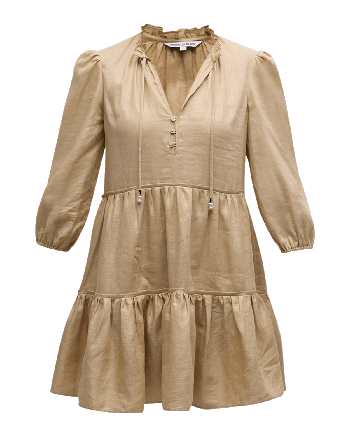 Veronica Beard Hawken V-Neck Tiered Mini Dress