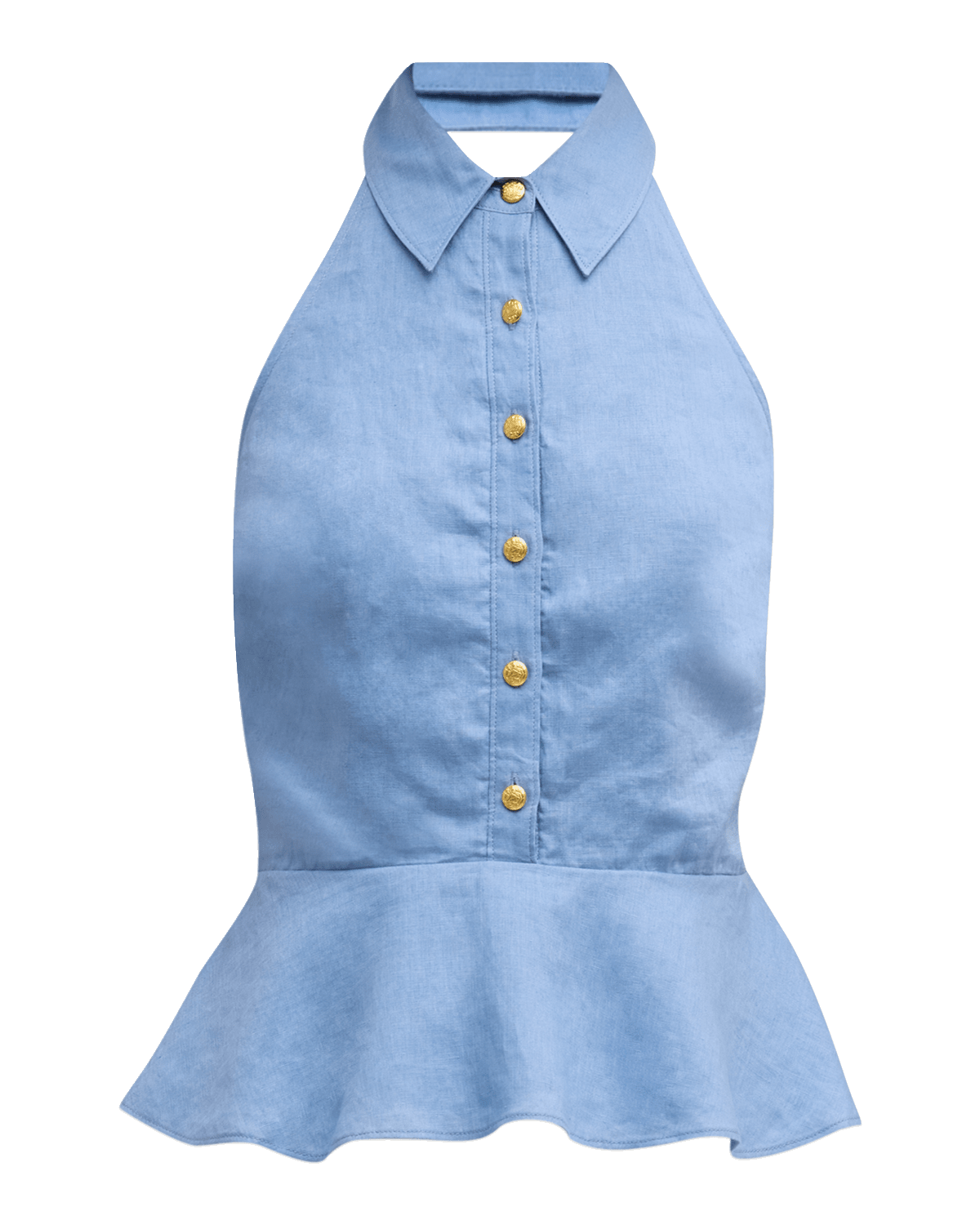 Veronica Beard Lancaster Sleeveless Halter Peplum Top