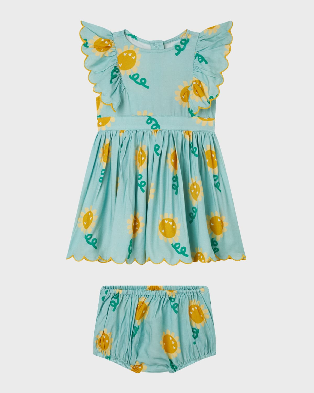 Stella McCartney Kids Girl's Sunflowers Printed Dress with Ruffles, 6M-36M