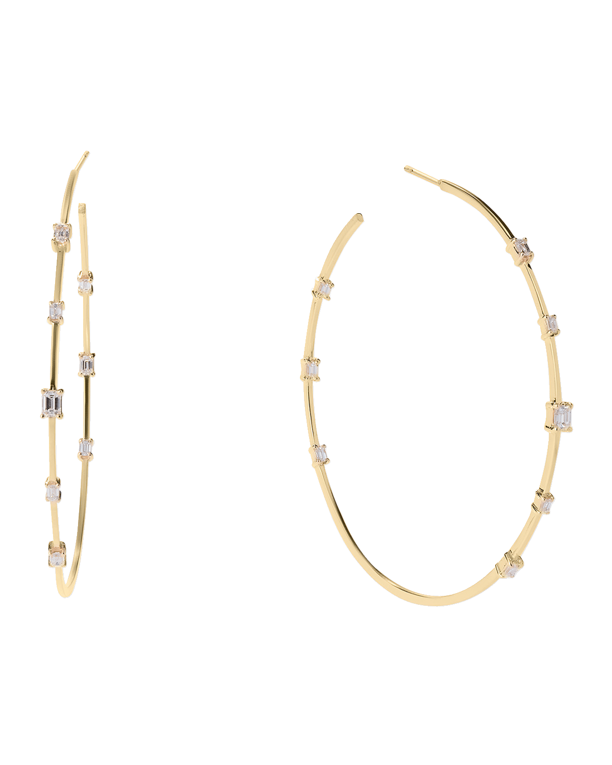 LANA Solo Yellow Gold Hoop Earrings with Diamonds, 60mm