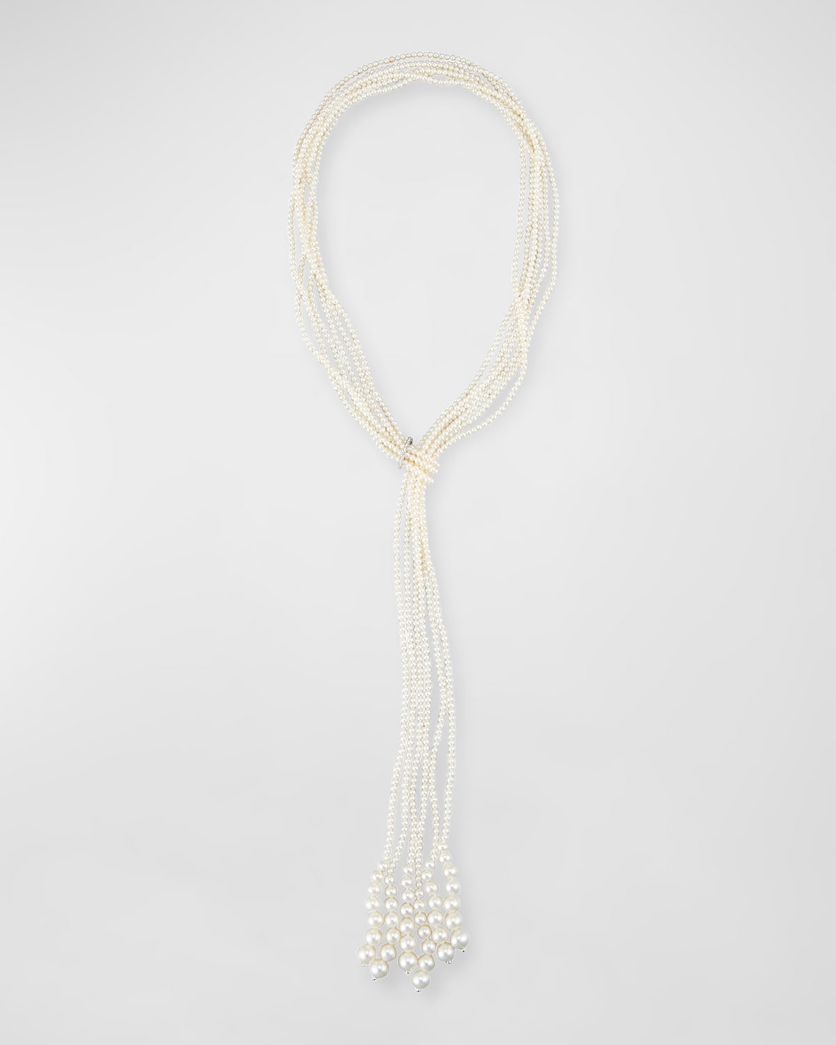 Utopia 18K White Gold Necklace with Diamonds and Freshwater Pearls
