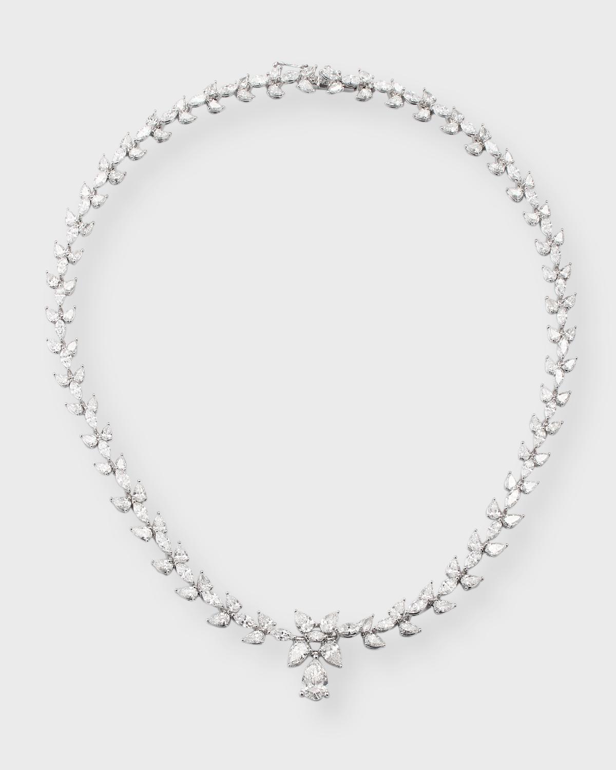 Lab Grown Diamond 18K White Gold Marquise and Pear Necklace, 17"L, 24.16ctw