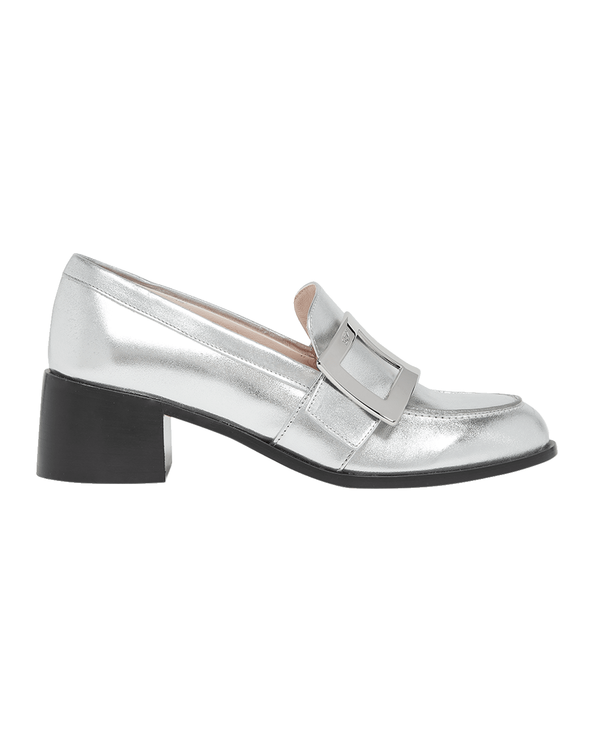 Roger Vivier Viv Rangers Buckle Metallic Loafers