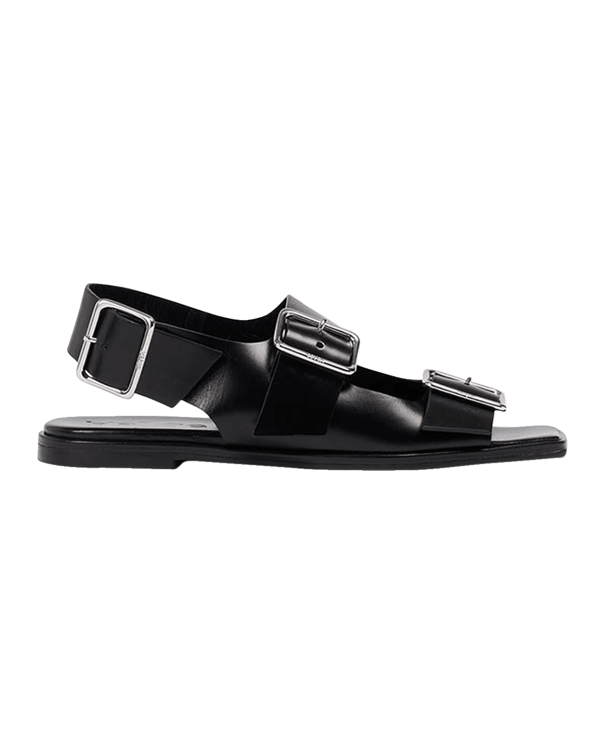 Aeyde Thekla Leather Dual Buckle Slingback Sandals