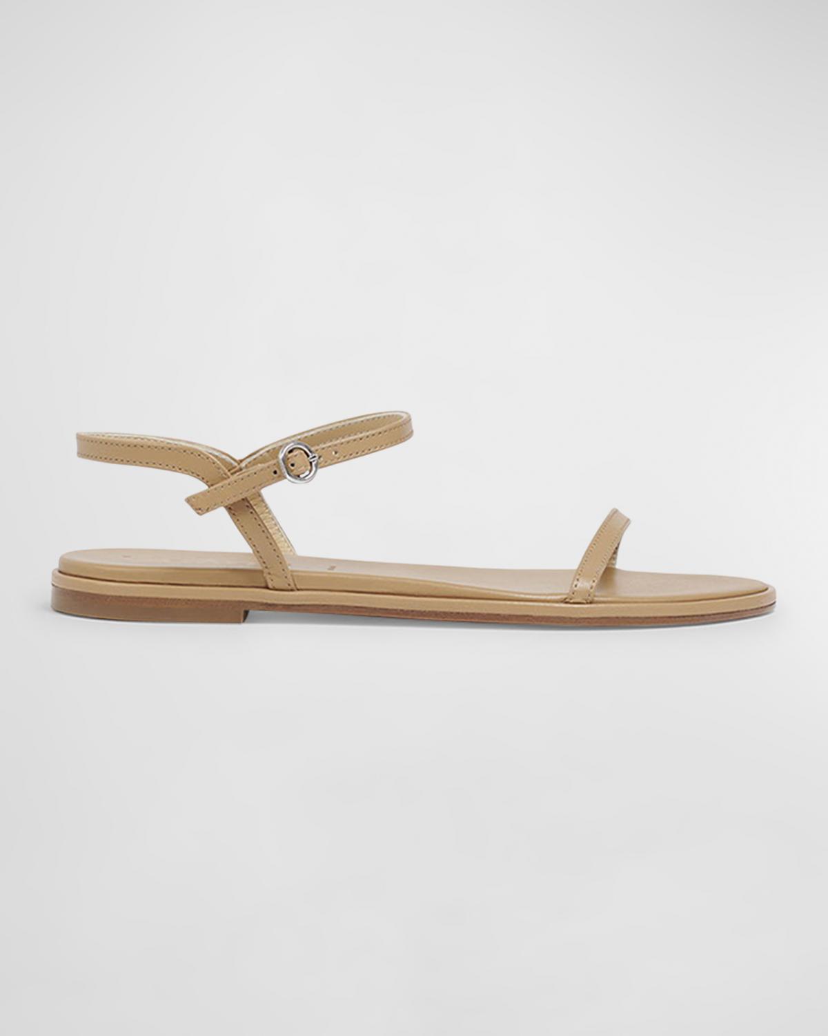 Aeyde Nettie Nude Leather Ankle-Strap Sandals