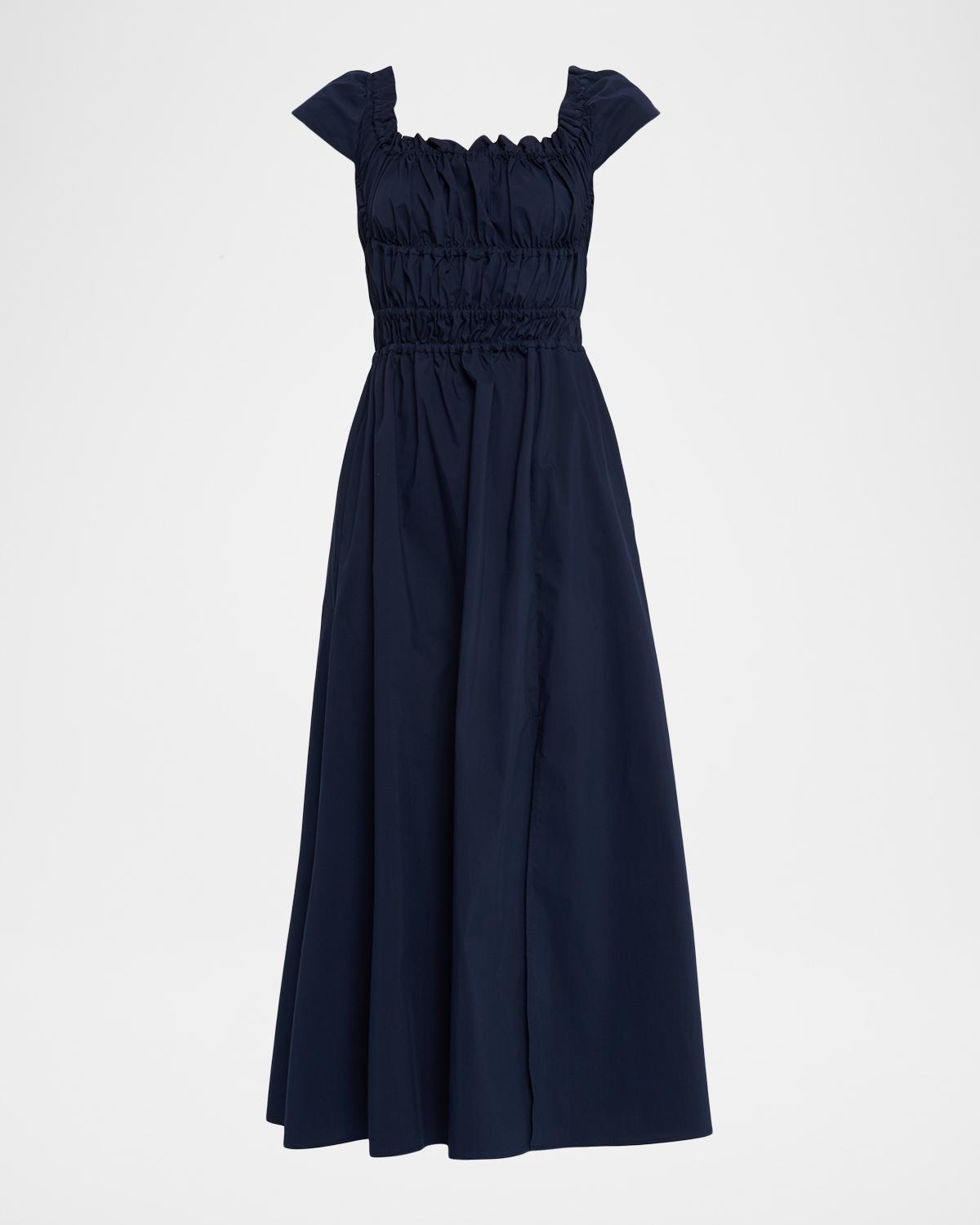 Altuzarra Lily Ruched Cap-Sleeve Midi Dress