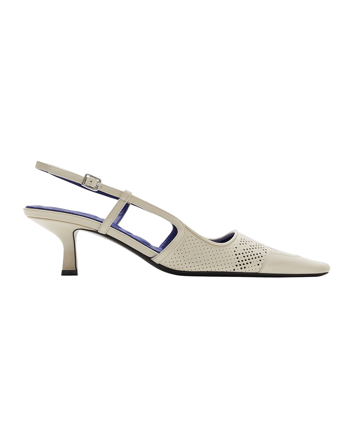 Burberry Chisel Perforated Kitten-Heel Slingback Pumps