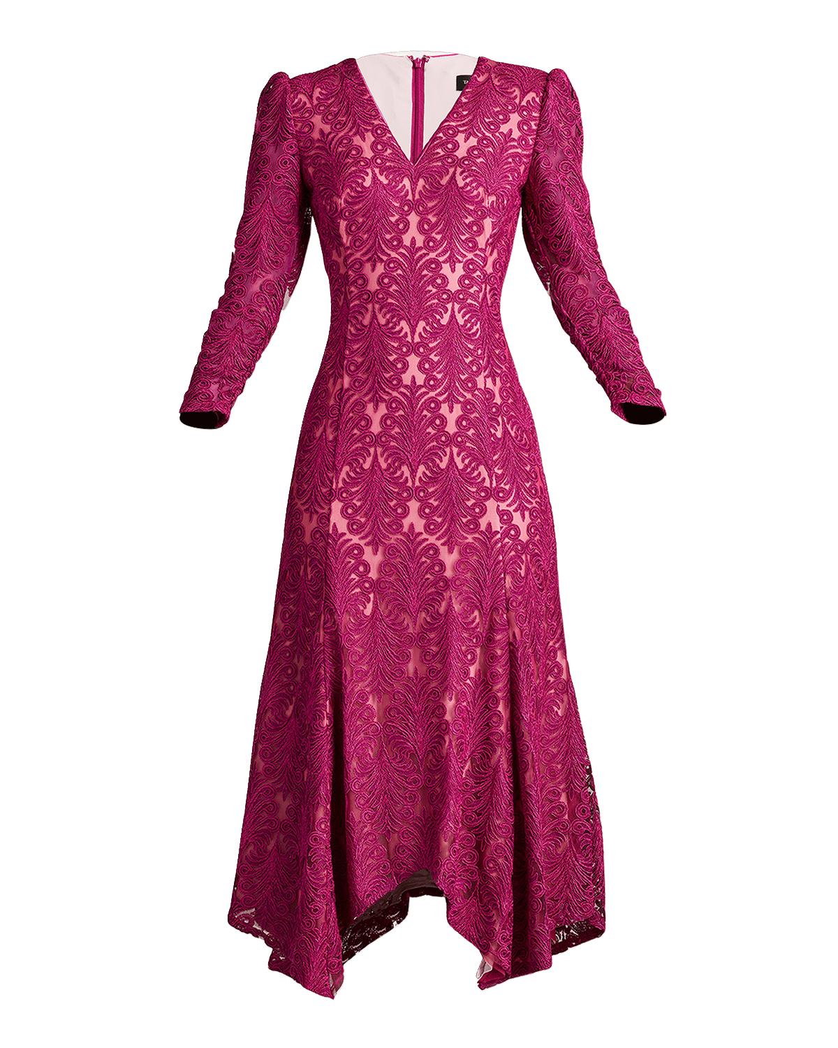 Tadashi Shoji Handkerchief Corded Lace Midi Dress