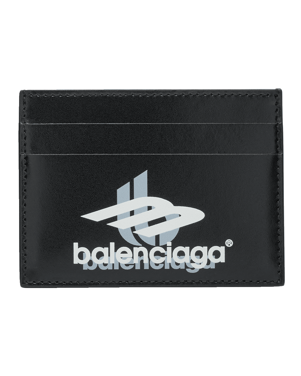 Balenciaga Men's Sport Logo Leather Card Holder