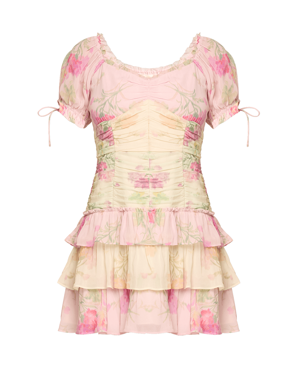 LoveShackFancy Jupe Puff-Sleeve Tiered Ruffle Mini Dress