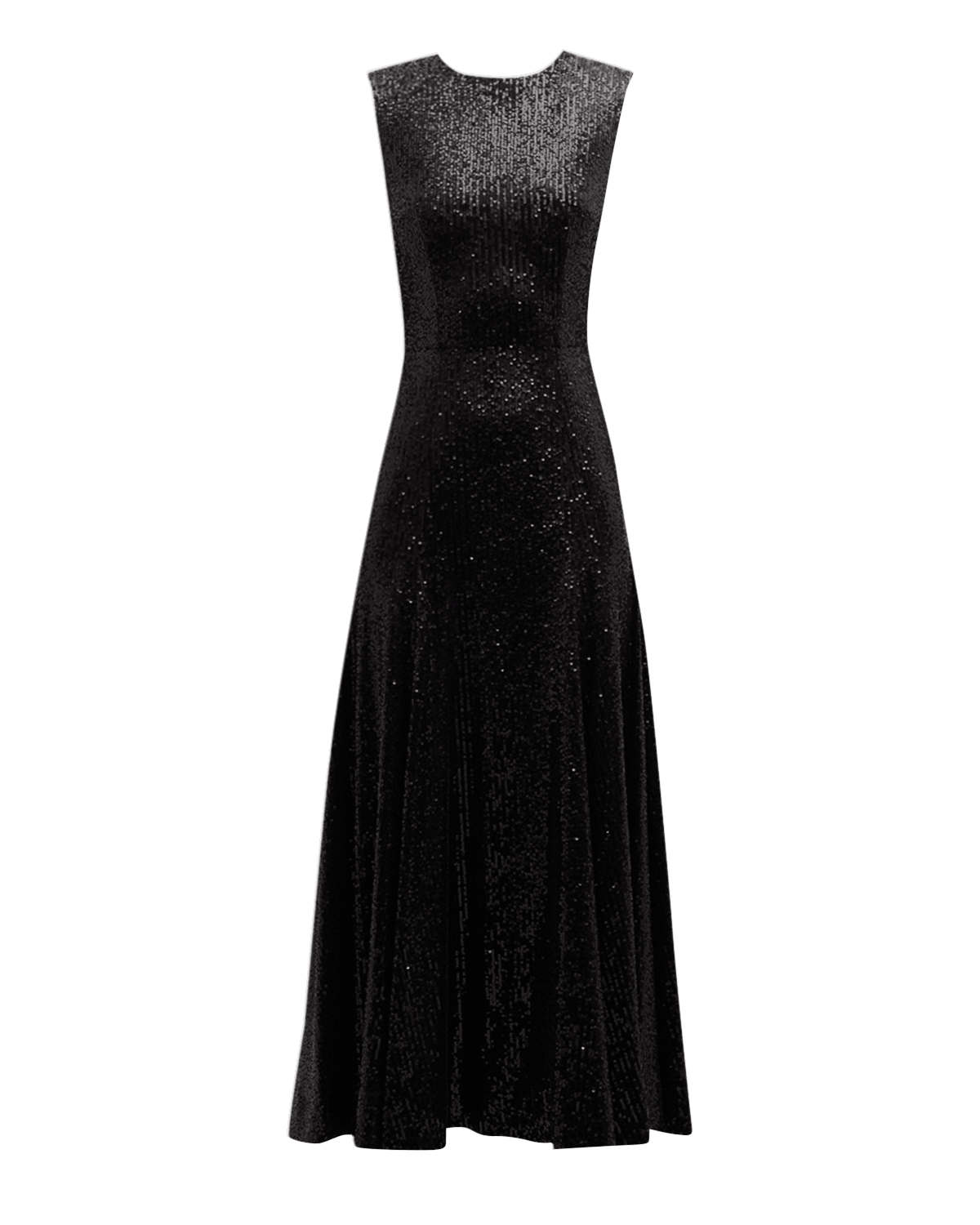 E.Stott Olive Sleeveless Sequin A-Line Midi Dress