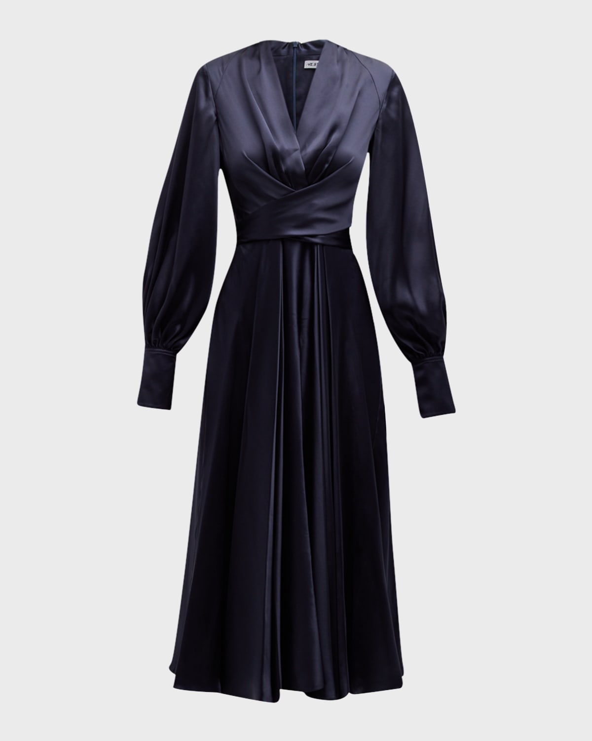 E.Stott Fern Pleated Silk Midi Wrap Dress