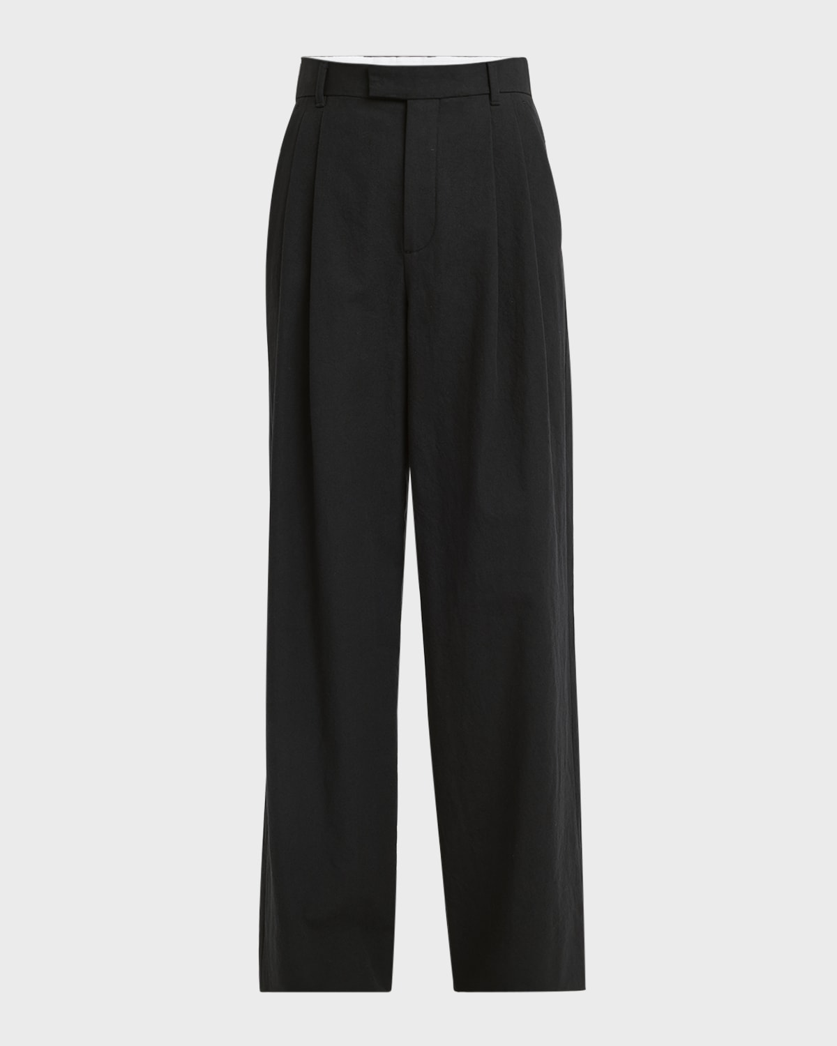 ARMARIUM Giorgina Double-Pleated Wide-Leg Cotton-Linen Pants