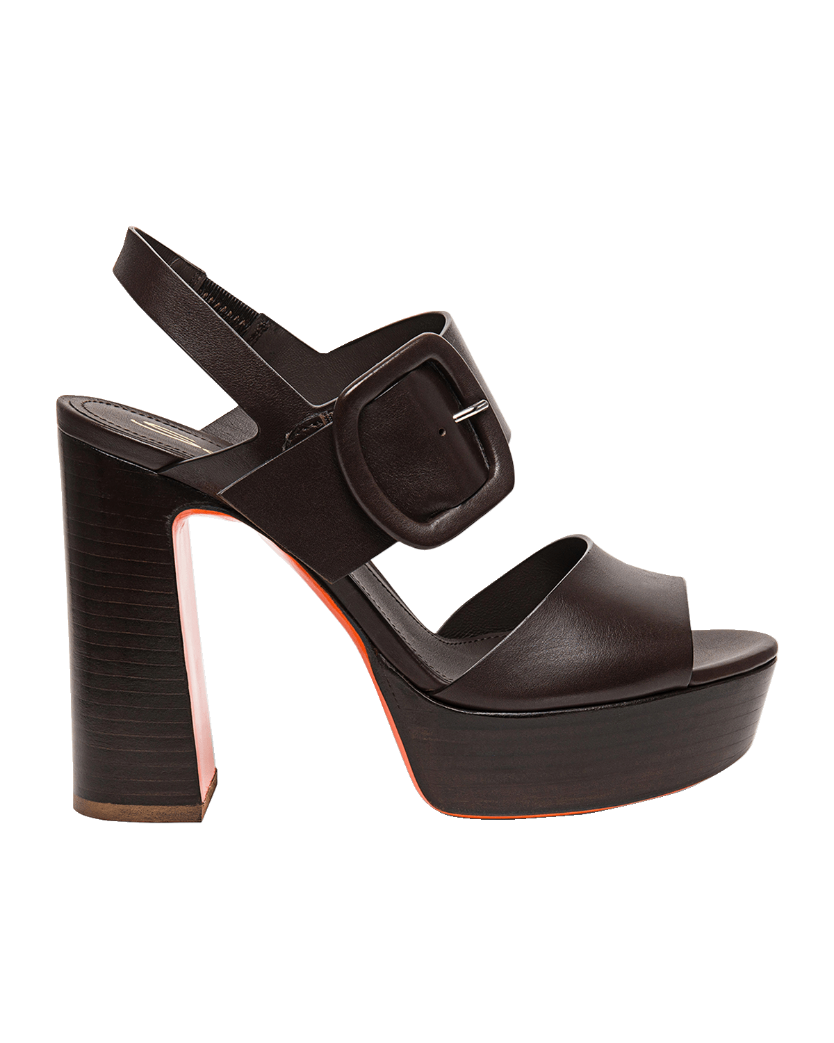 Santoni Bruxel Leather Buckle Platform Sandals