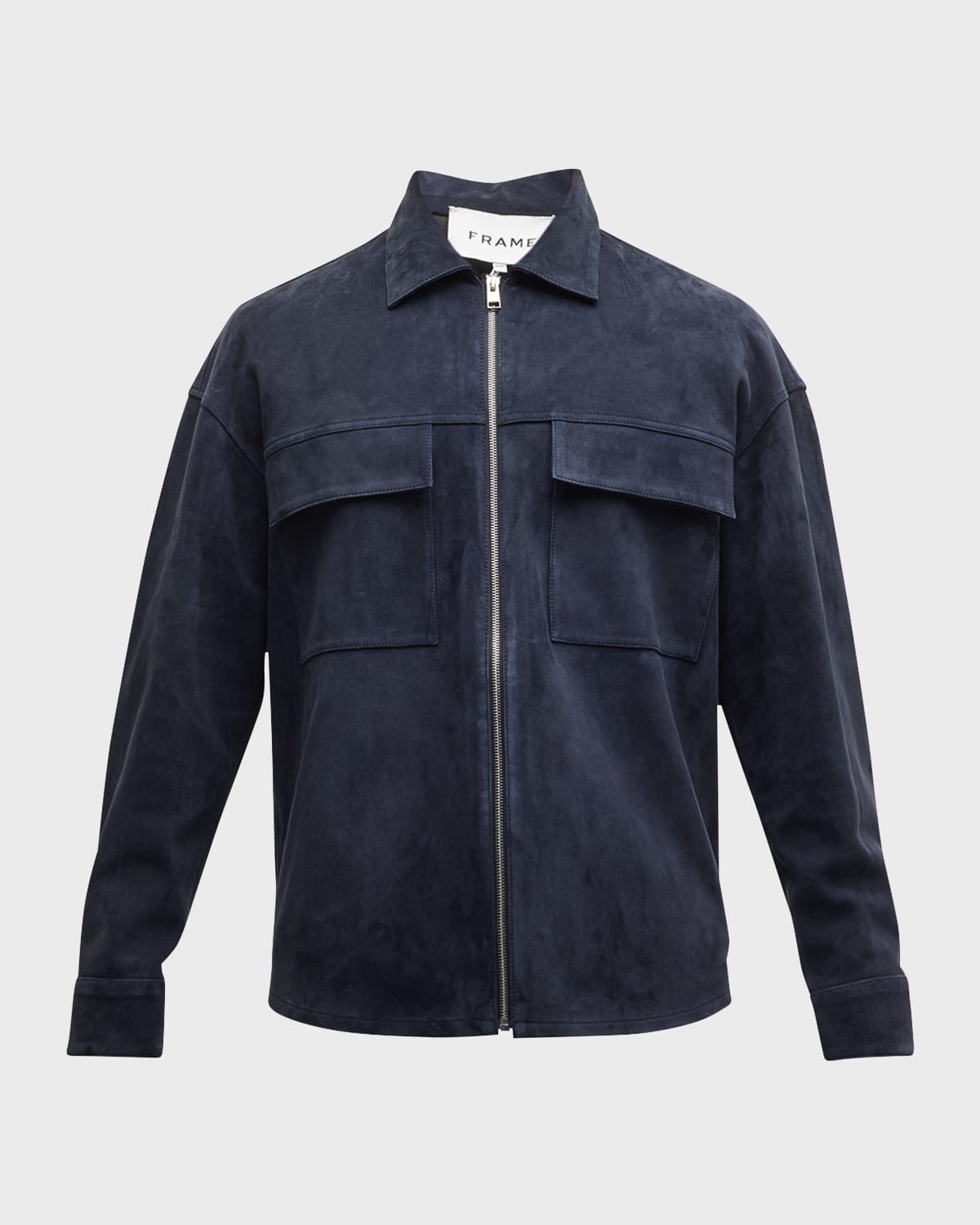 FRAME Men's Zip-Front Suede Shirt