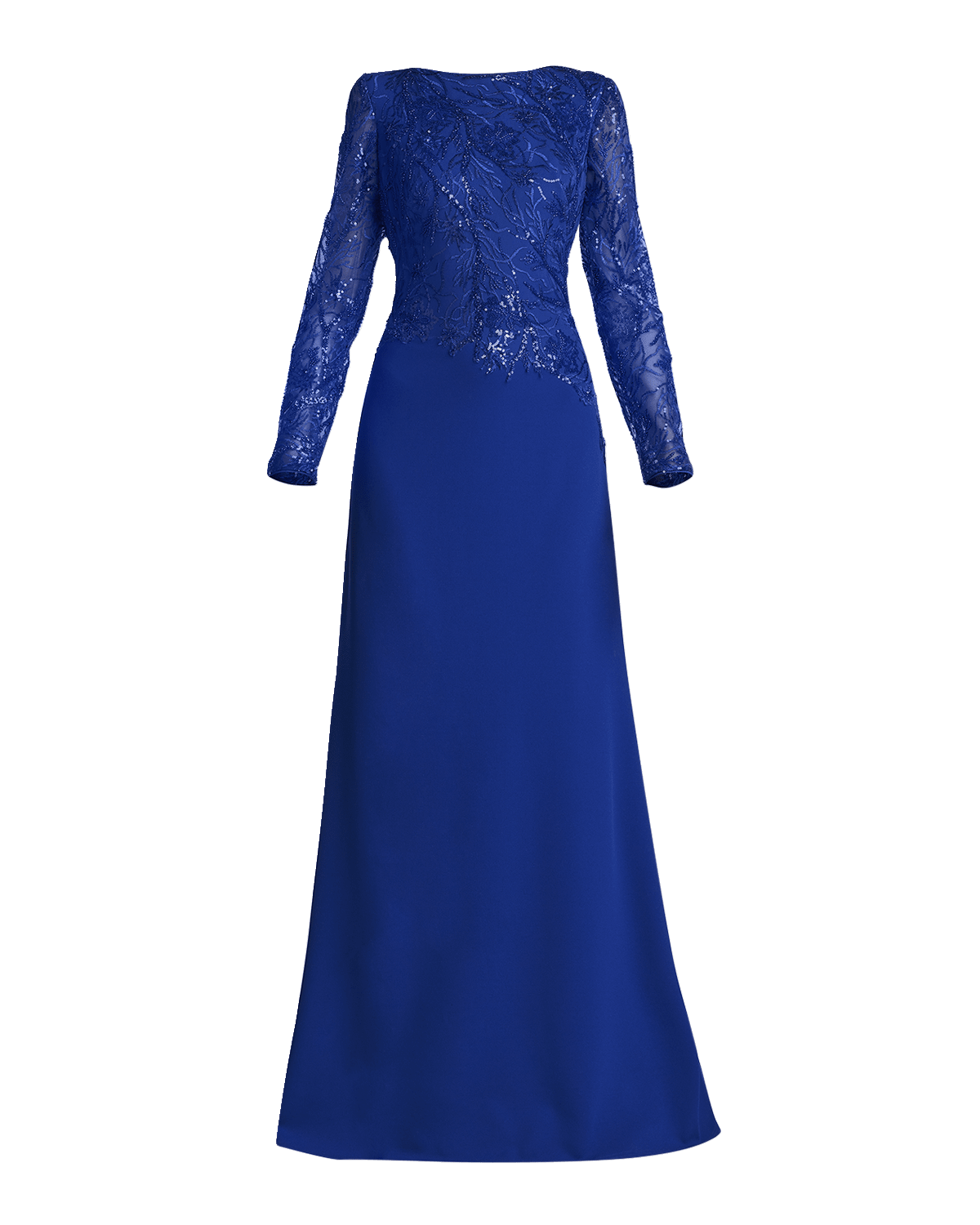 Tadashi Shoji A-Line Sequin Lace & Crepe Gown