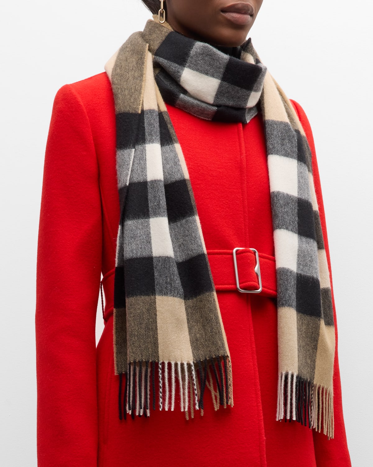 Burberry Half Mega Check Cashmere Scarf