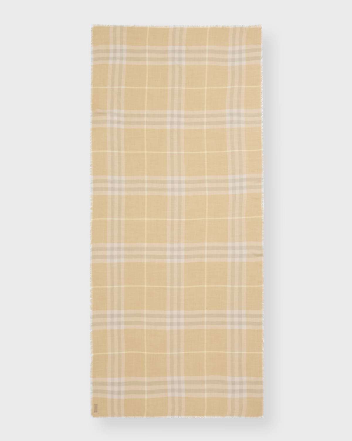 Burberry Yellow Lightweight Check Wool Scarf