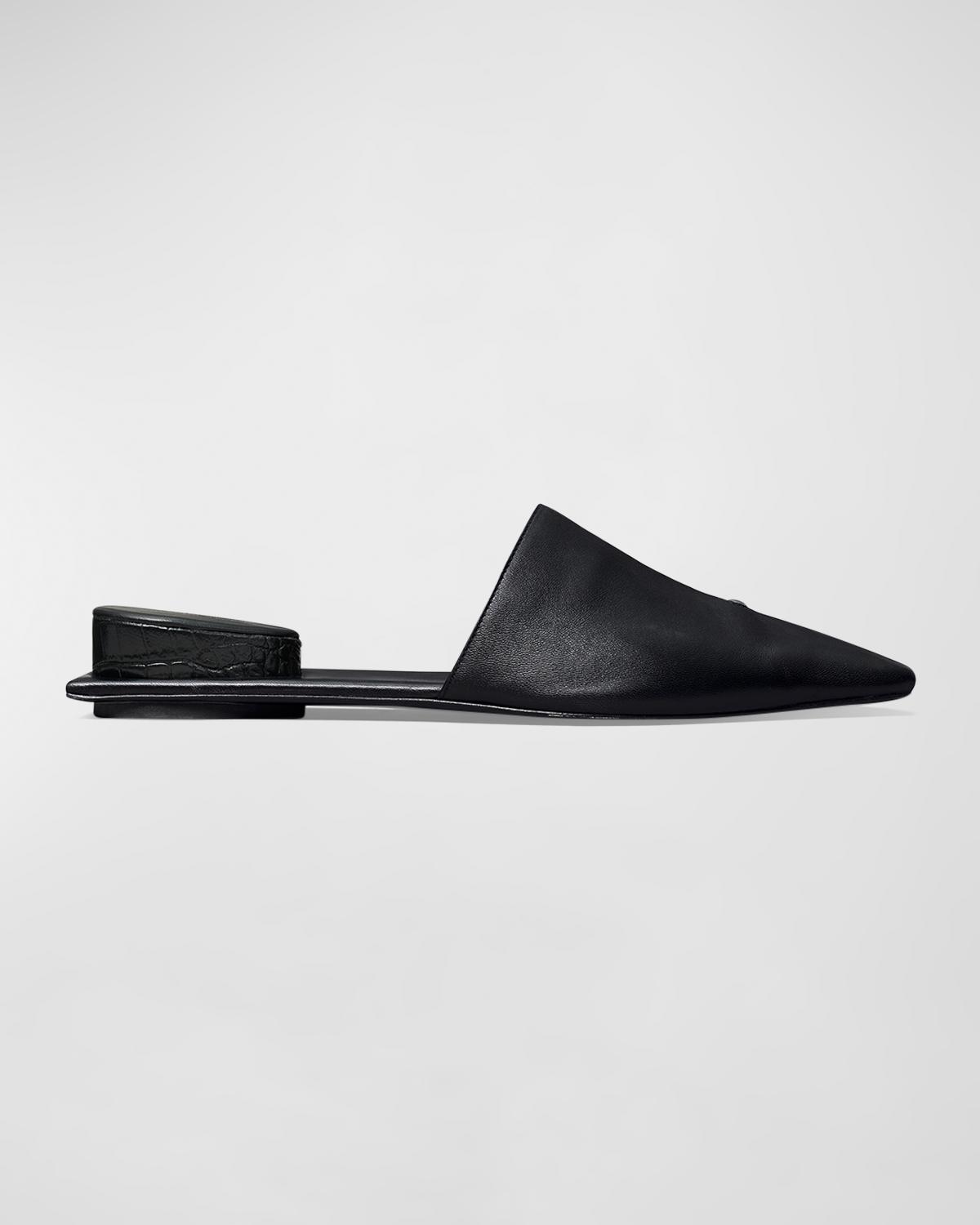 Leather Toe-Ring Ballerina Mules