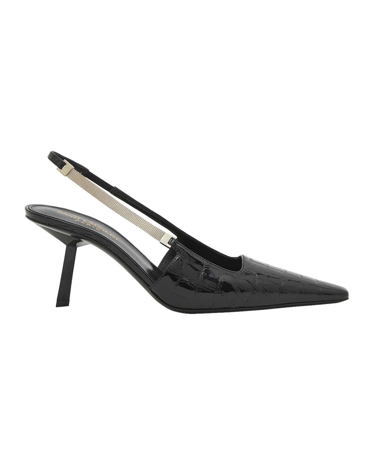Saint Laurent Blake Croco Slingback Pumps