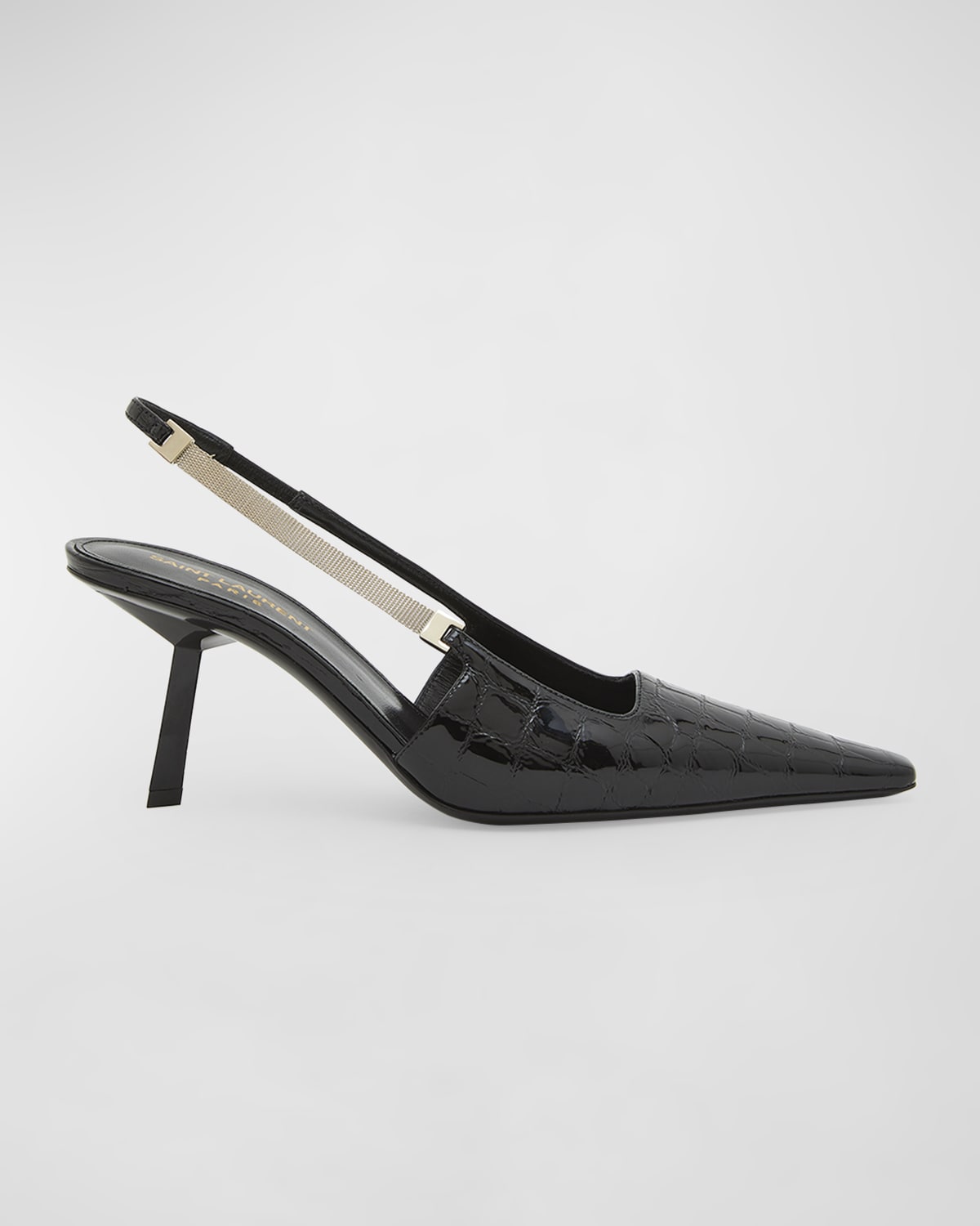 Saint Laurent Blake Croco Slingback Pumps