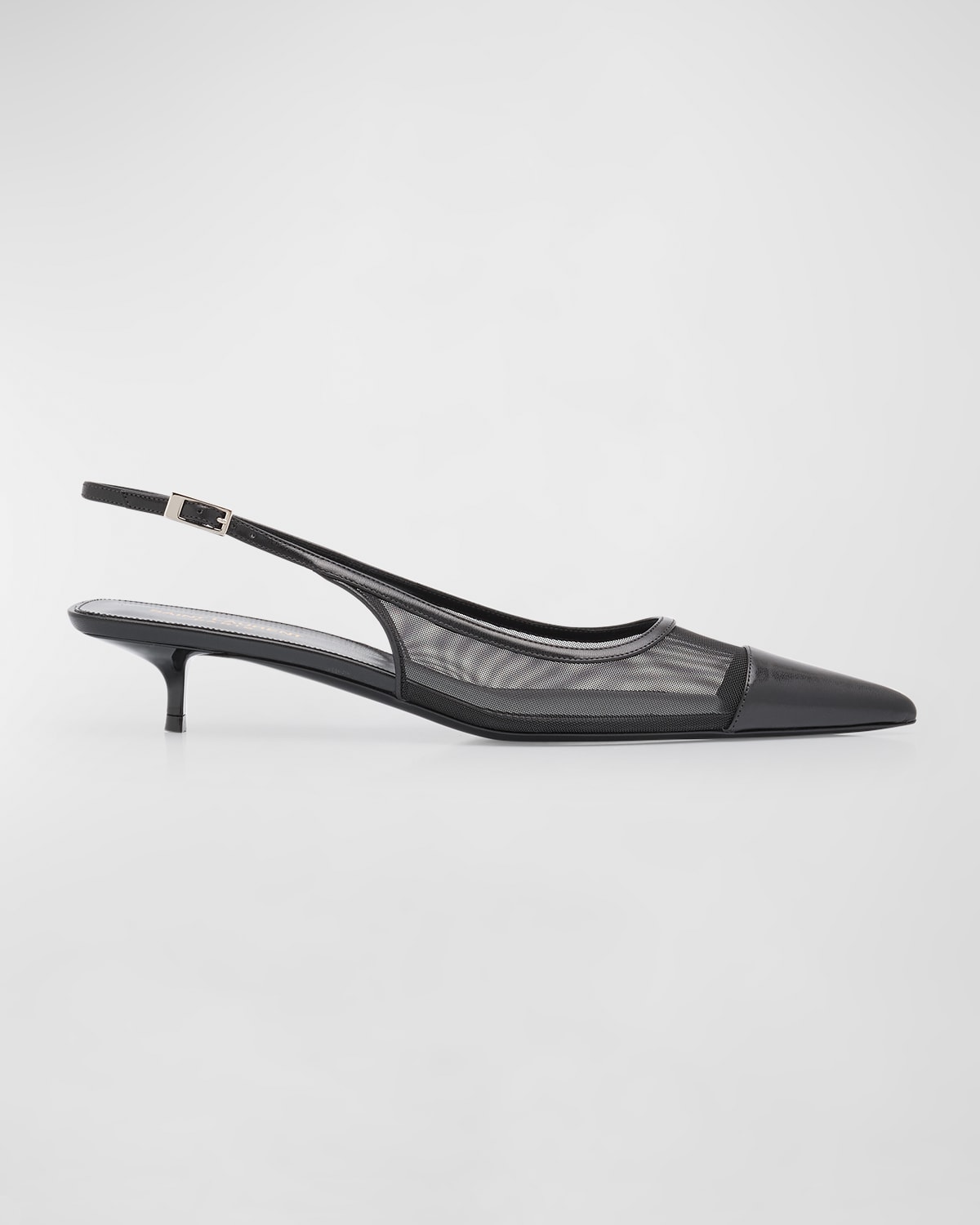 Saint Laurent Oxalis Leather Mesh Slingback Pumps
