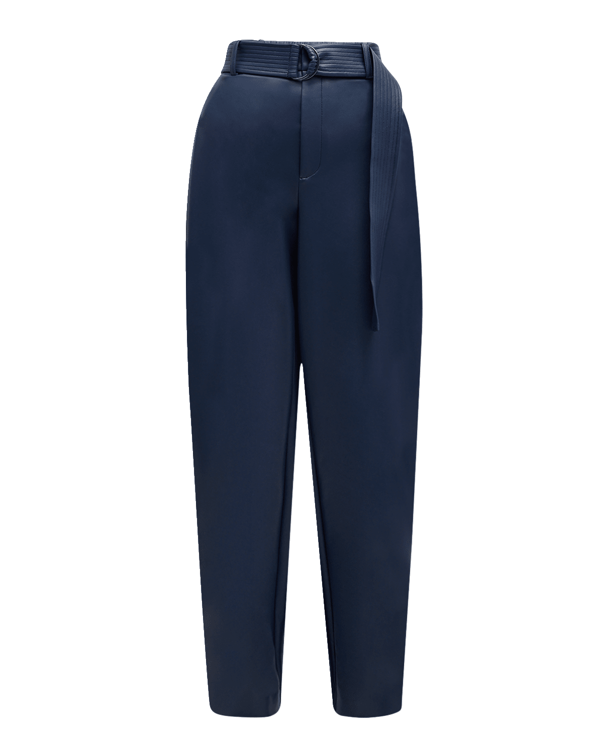 LAPOINTE Mid-Rise Belted Stretch Faux Leather Tapered-Leg Trousers