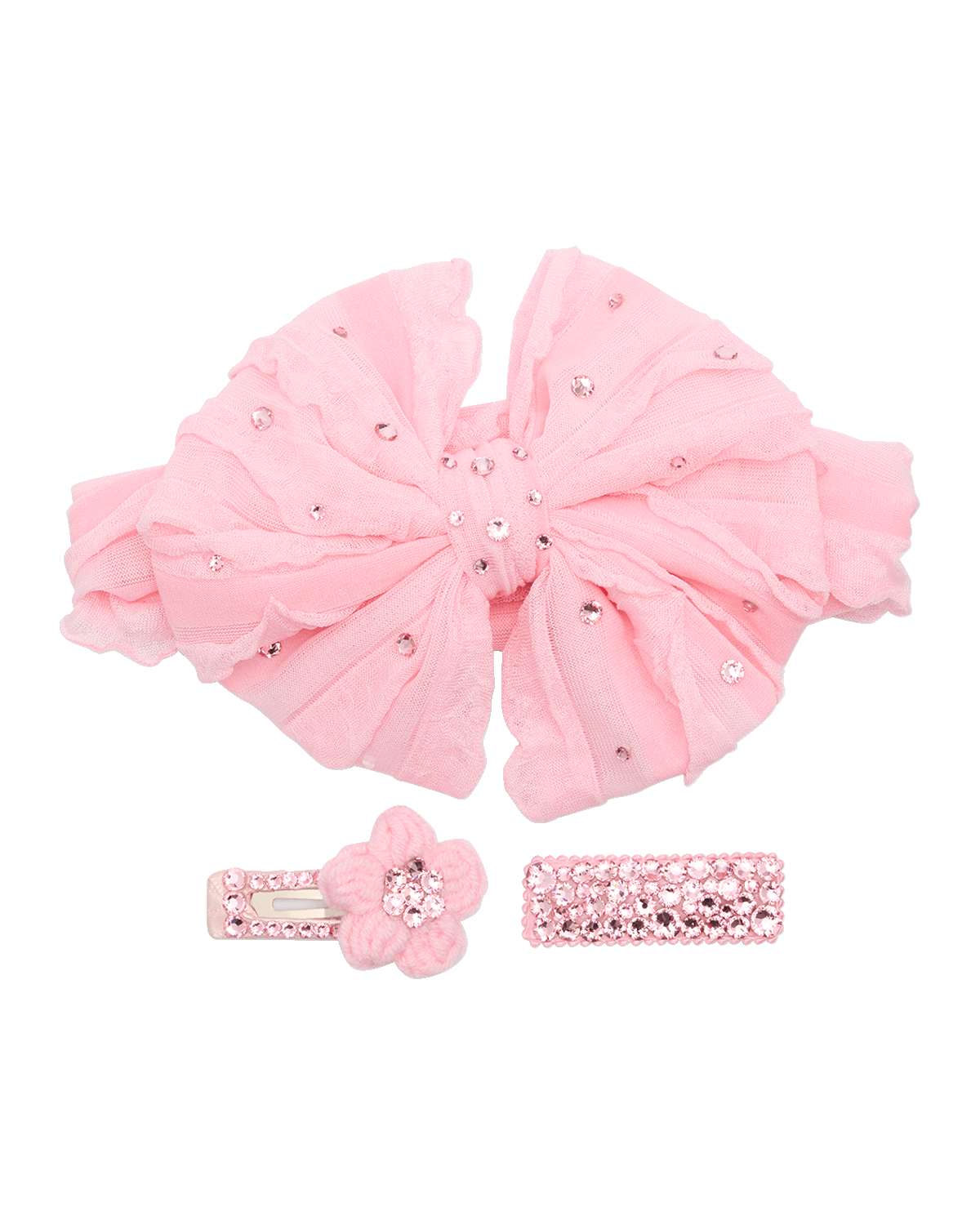 Bari Lynn Girl's Embellished Floppy Bow and Clip Set