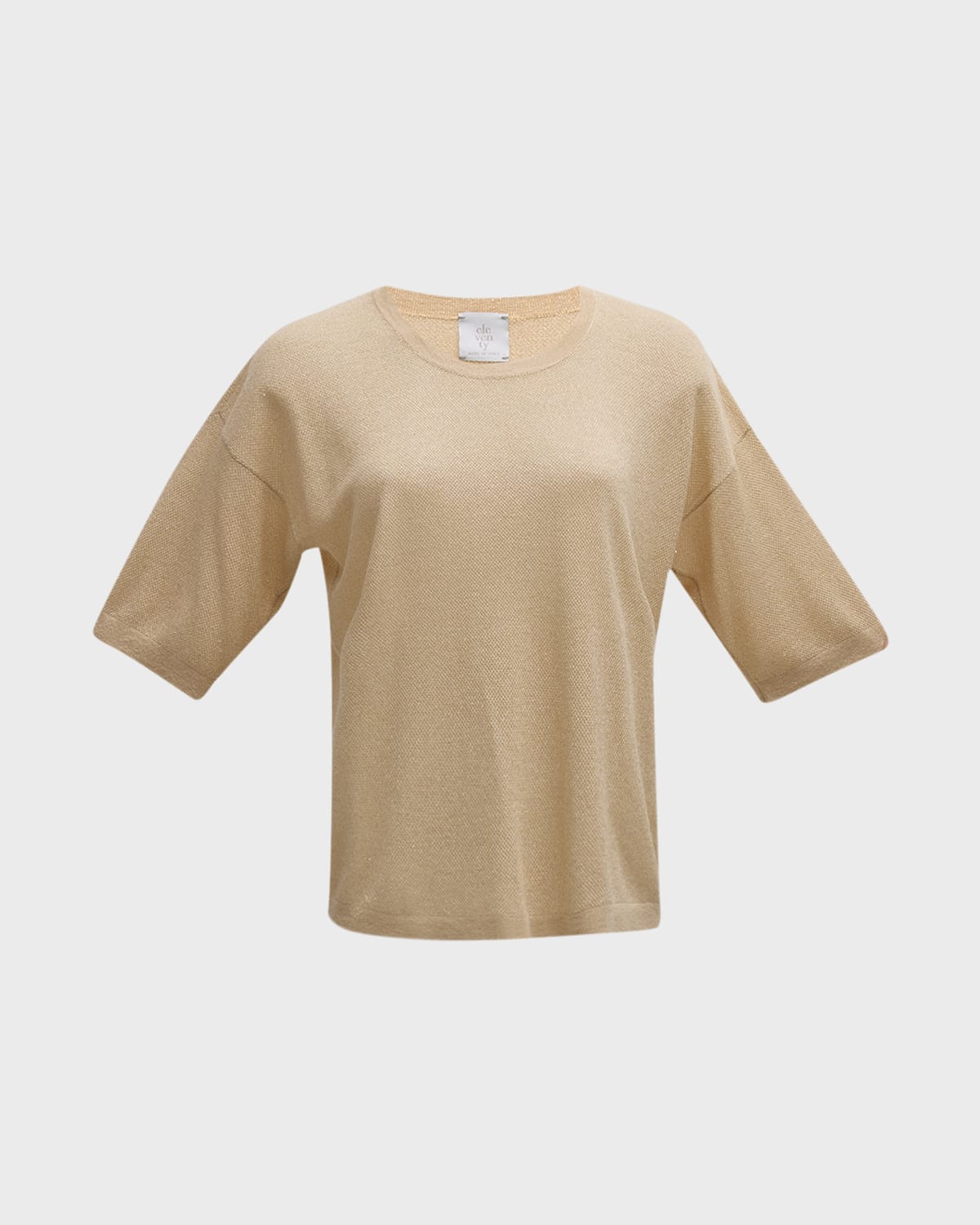 Eleventy Elbow-Sleeve Crewneck Knit Sweater