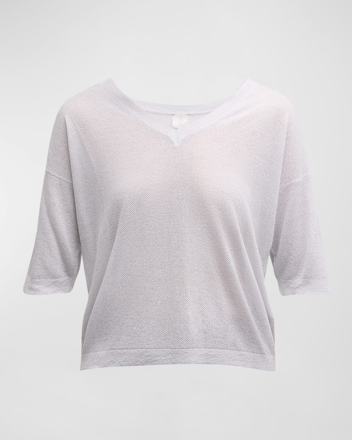 Eleventy Short-Sleeve V-Neck Knit Sweater