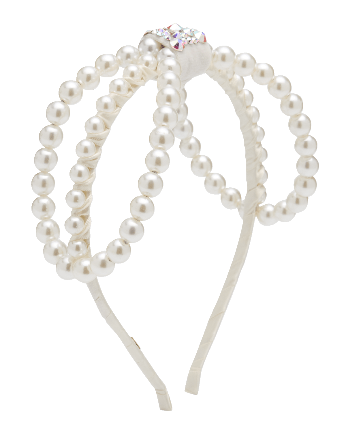 Bari Lynn Girl's Faux Pearl Open Bow Headband