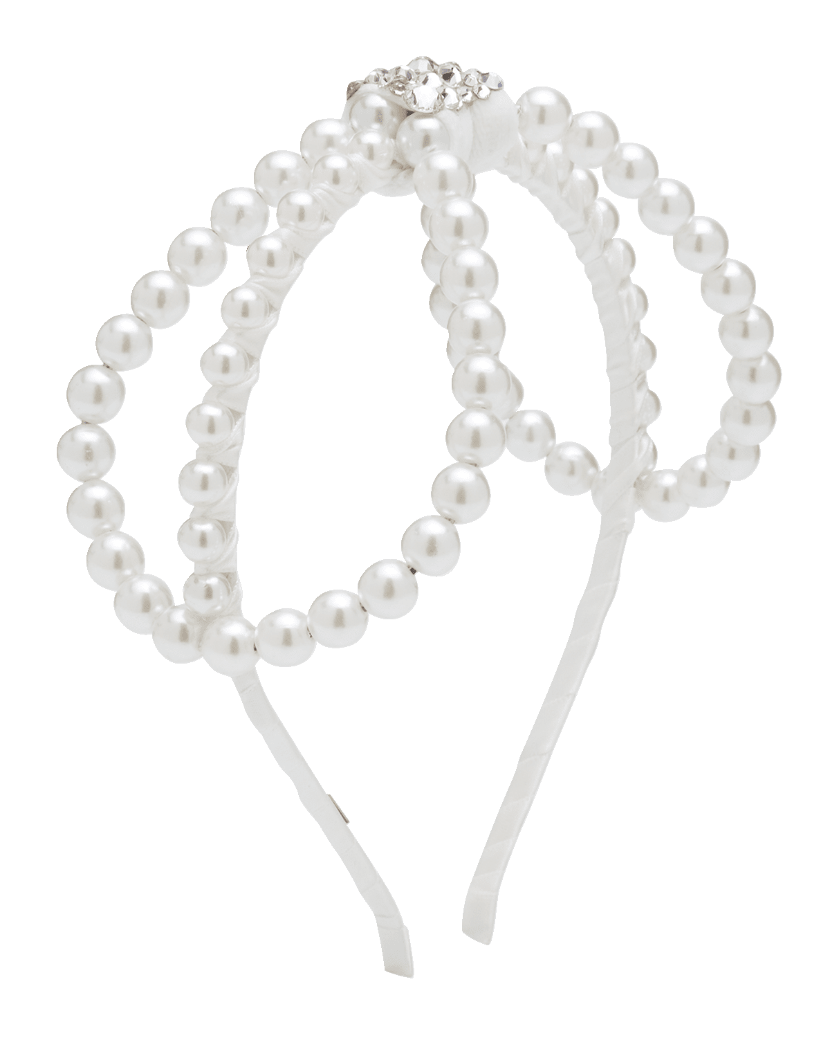 Bari Lynn Girl's Faux Pearl Open-Bow Headband