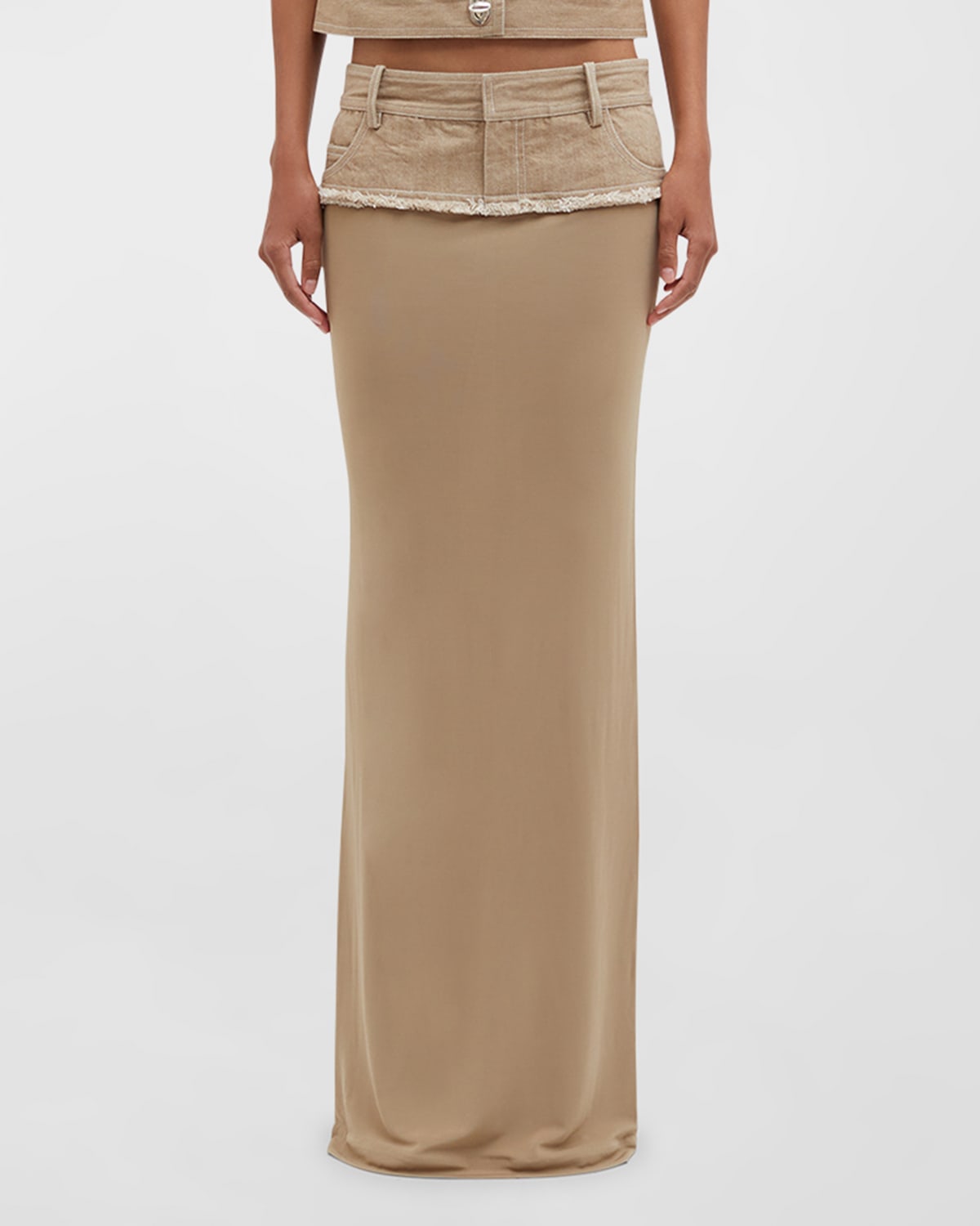 Christopher Esber Denim Belt Maxi Column Skirt