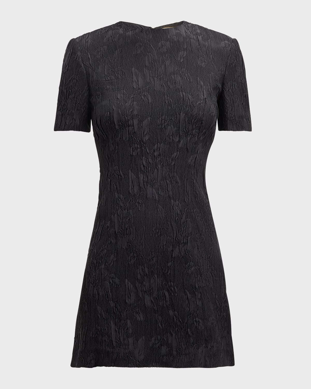 Saint Laurent Tonal Floral Jacquard Mini Dress