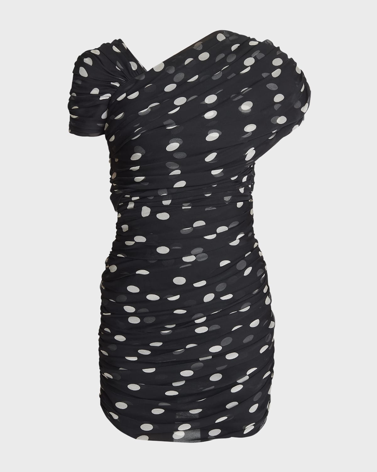 Saint Laurent Draped Polka-Dot Mini Dress