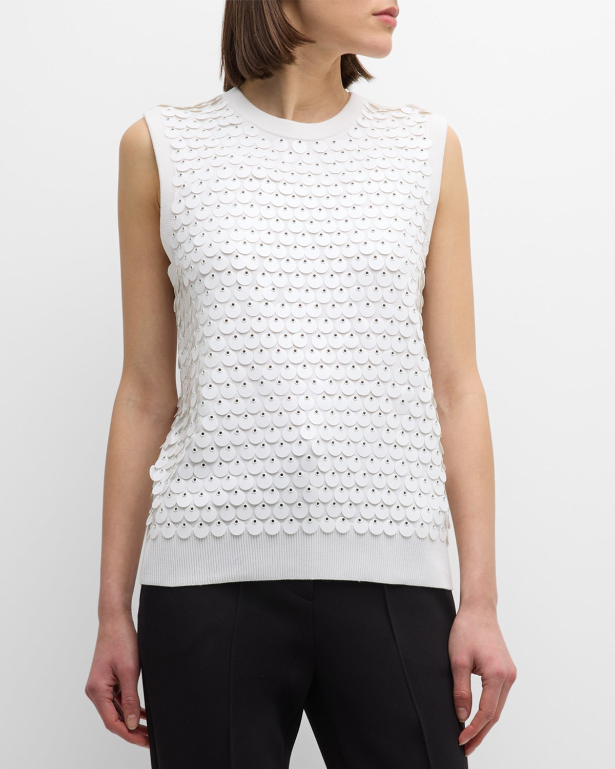 Michael Kors Collection Sequined Sleeveless Knit Tank Top