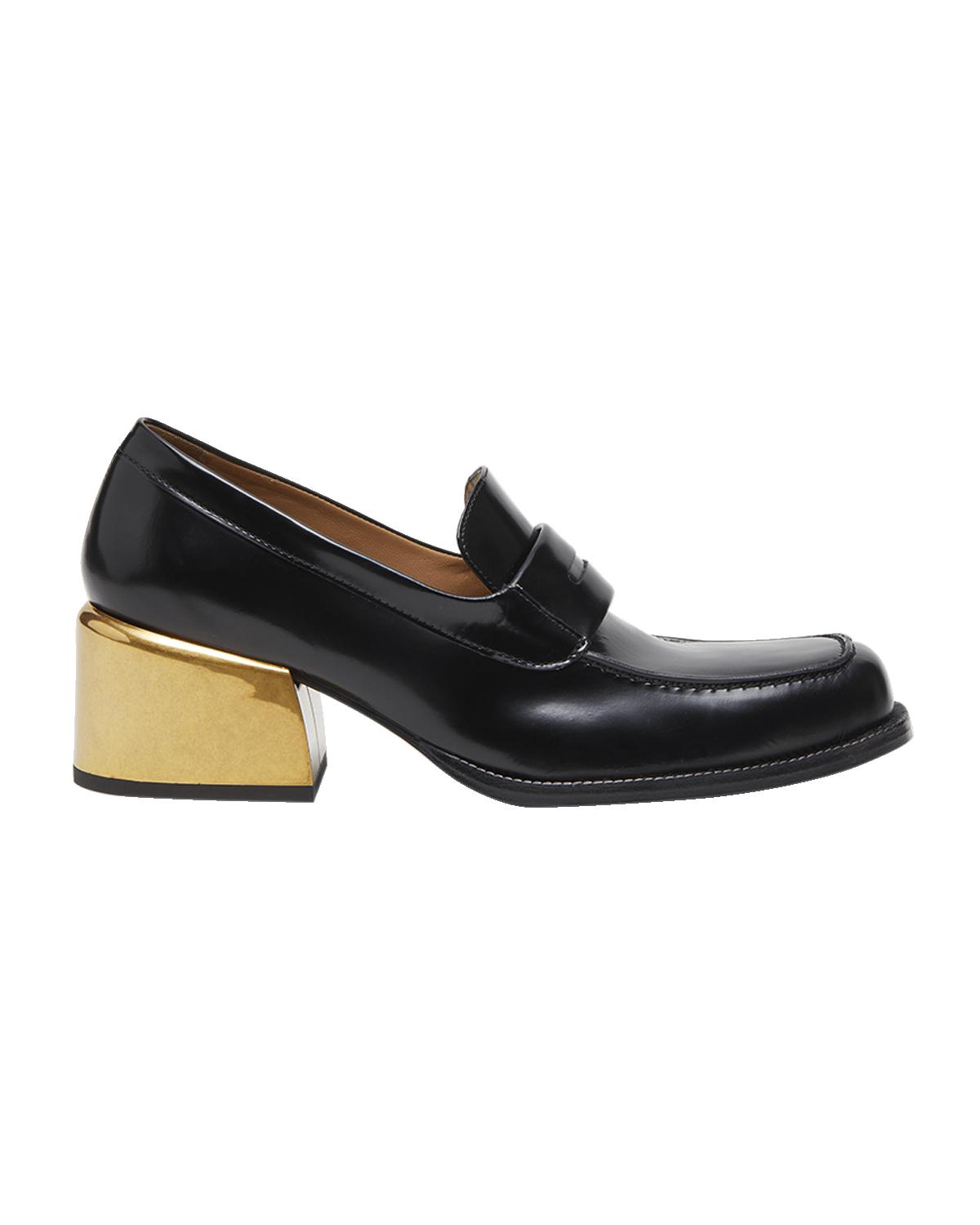 Dries Van Noten Leather Metallic-Heeled Penny Loafers