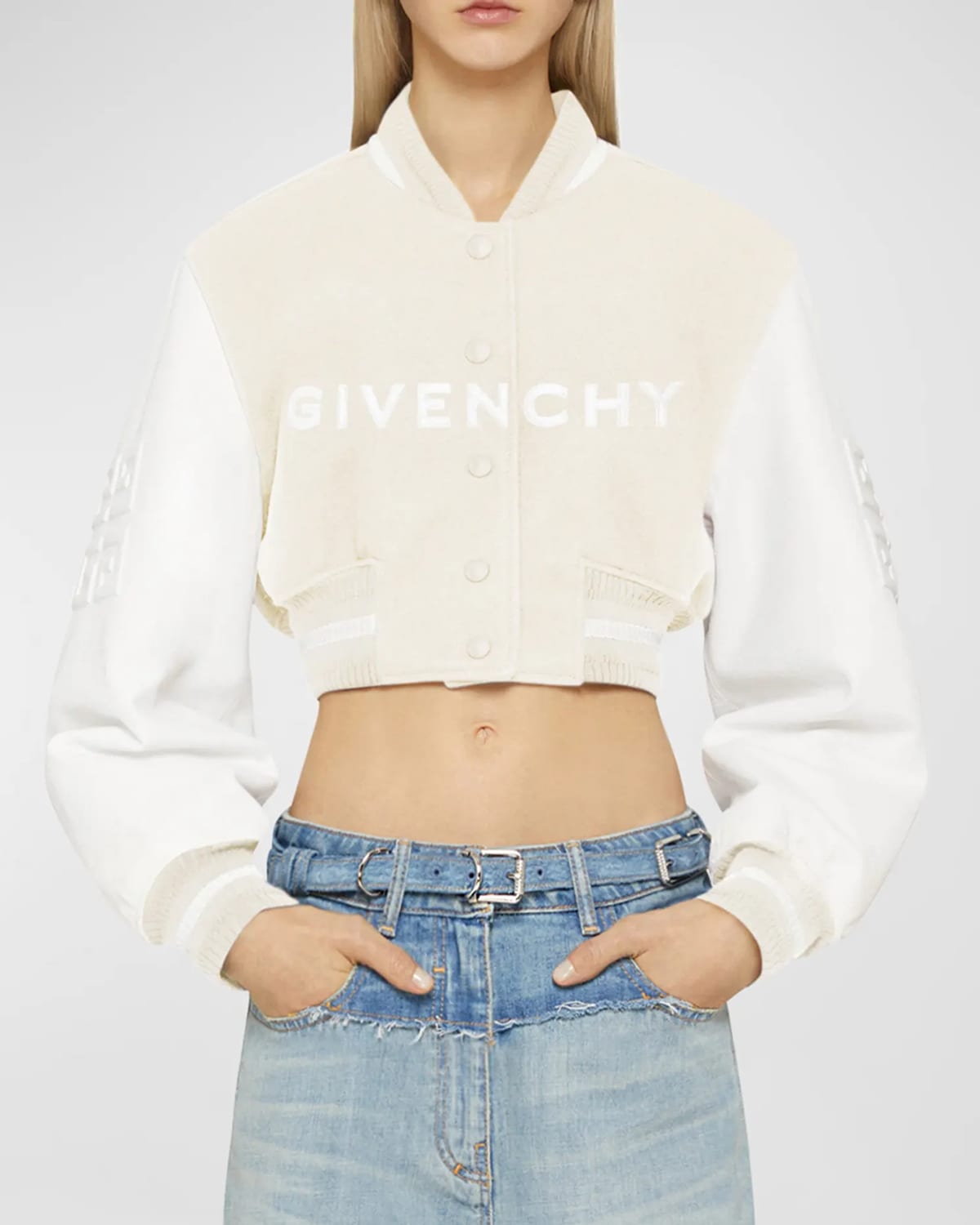 Givenchy Cropped Varsity Jacket with Logo Detail