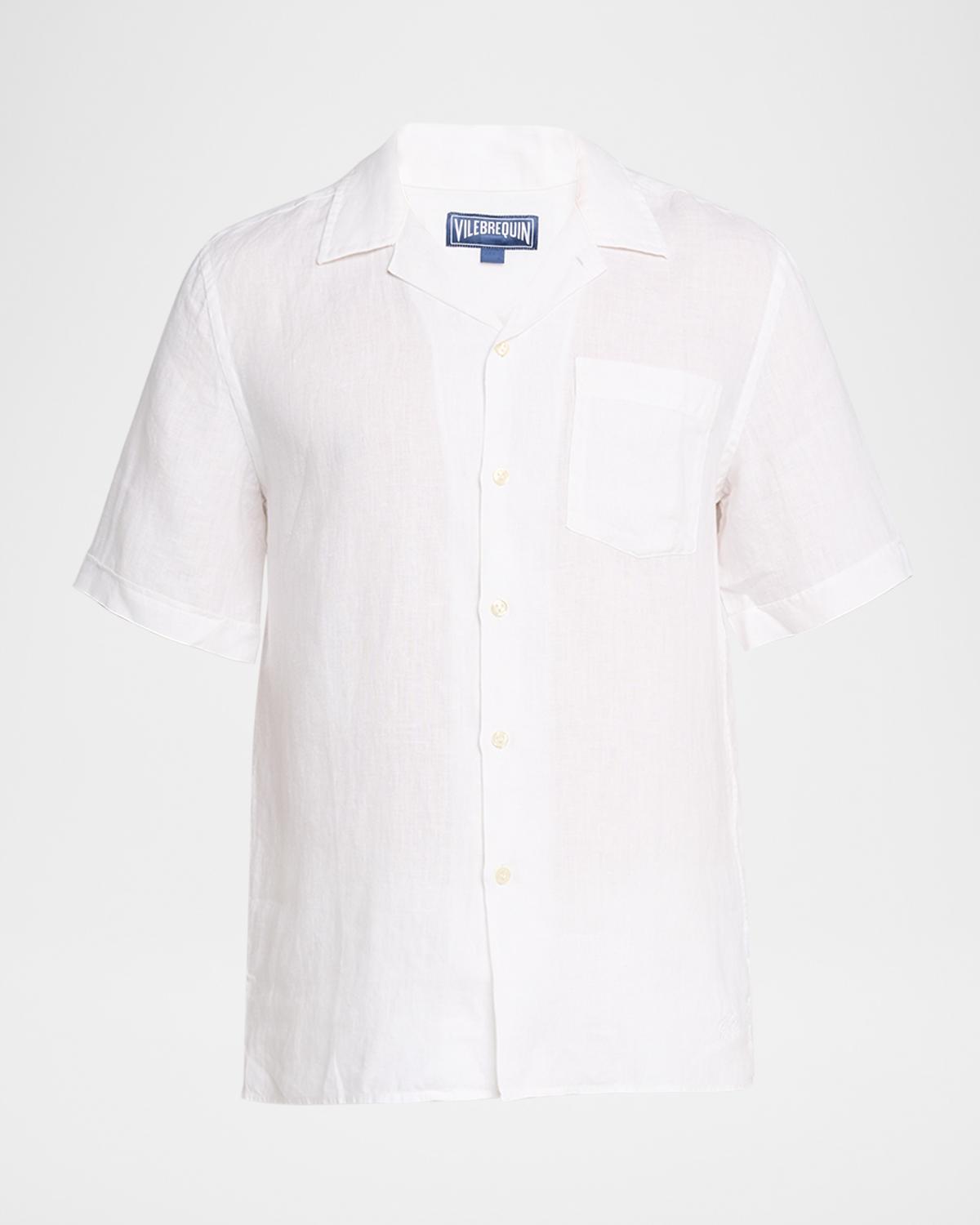 Vilebrequin Men's Garment-Dyed Linen Camp Shirt