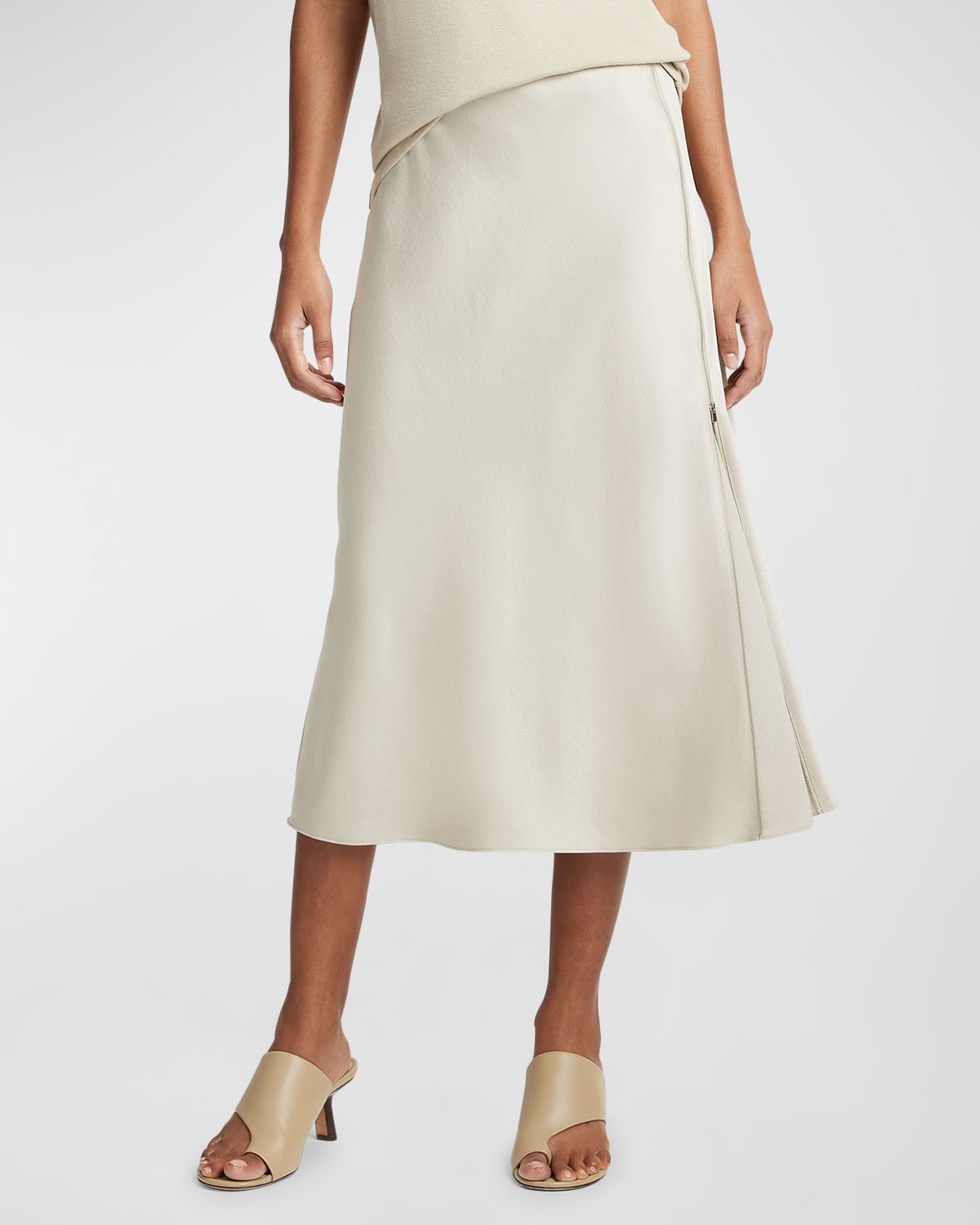 Vince Satin Midi Slip Skirt