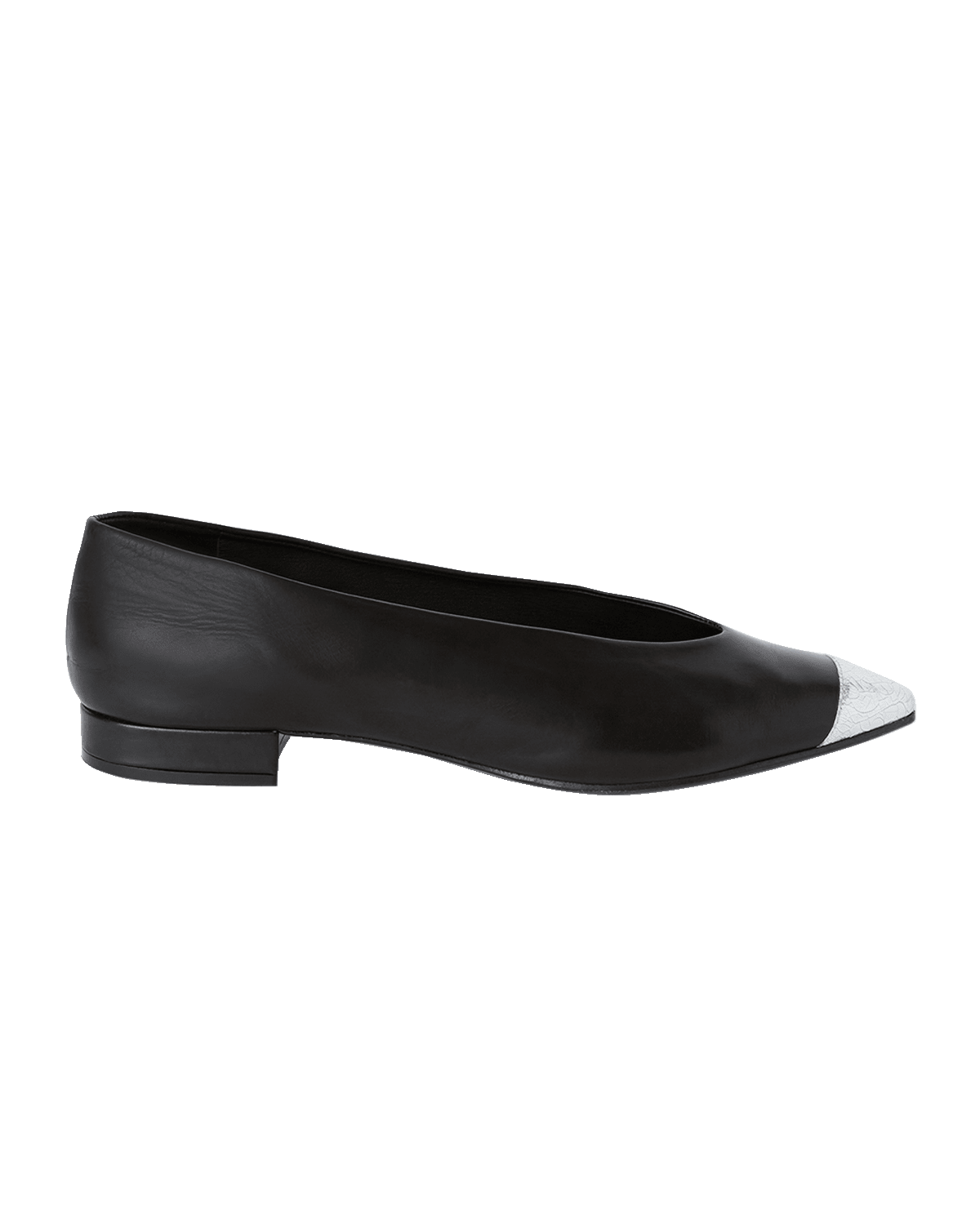 Loro Piana Rebecca Leather Cap-Toe Ballerina Flats