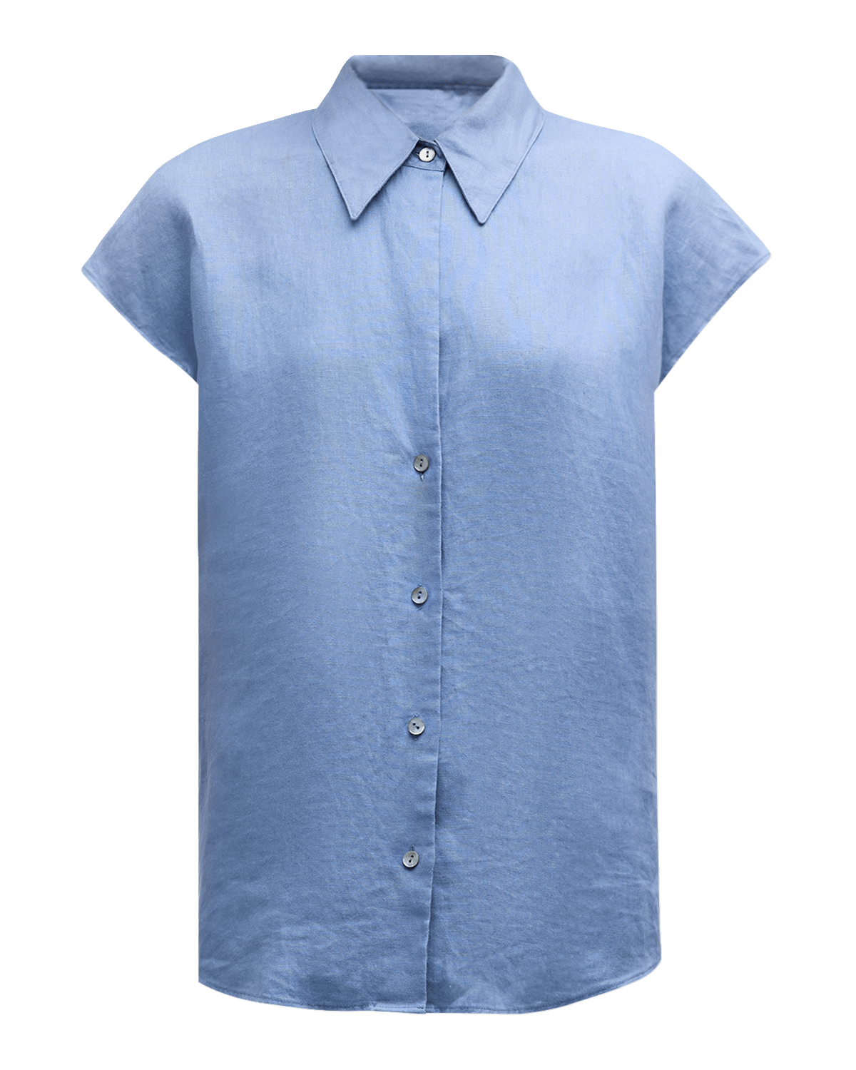 Vince Cap-Sleeve Linen Button-Front Blouse