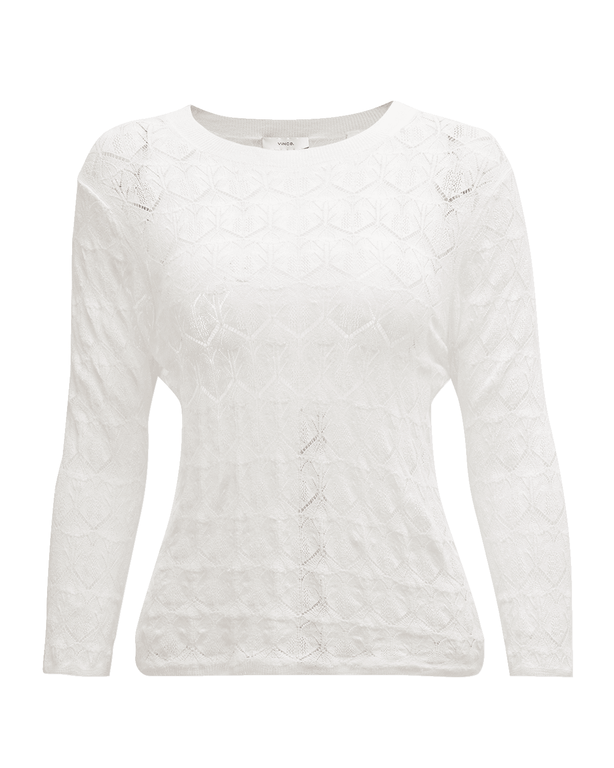 Vince Fine Lace 3/4-Sleeve Crewneck Top