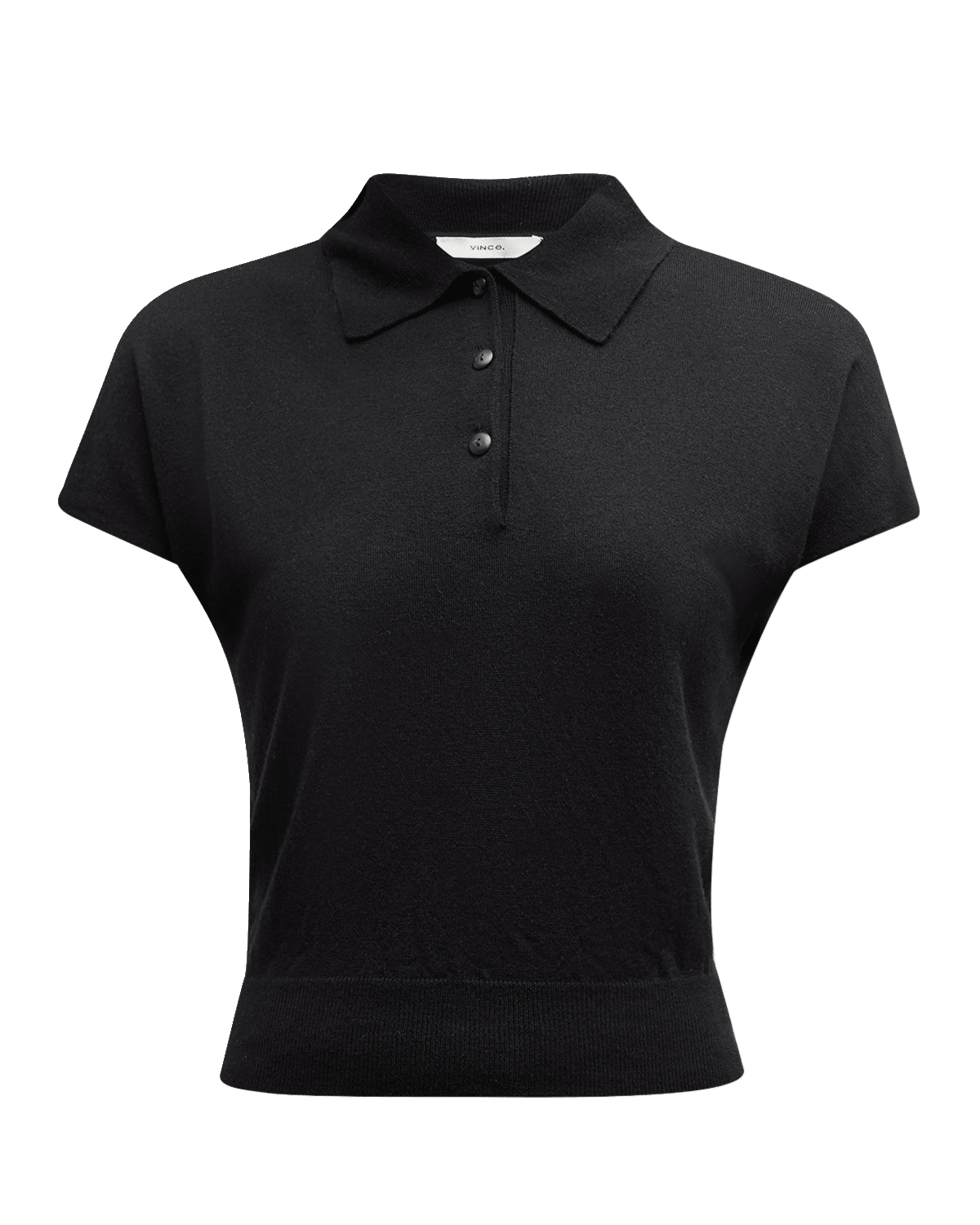 Vince Wool Cashmere Cap-Sleeve Polo Top