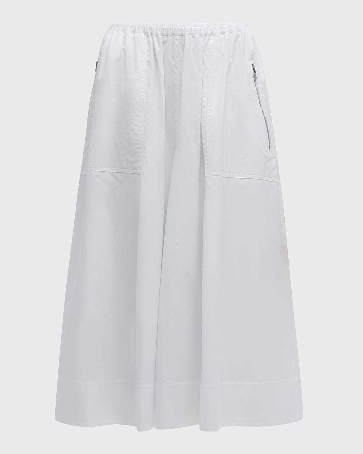 Vince Gathered Utility Zip-Pocket Cotton Midi Skirt