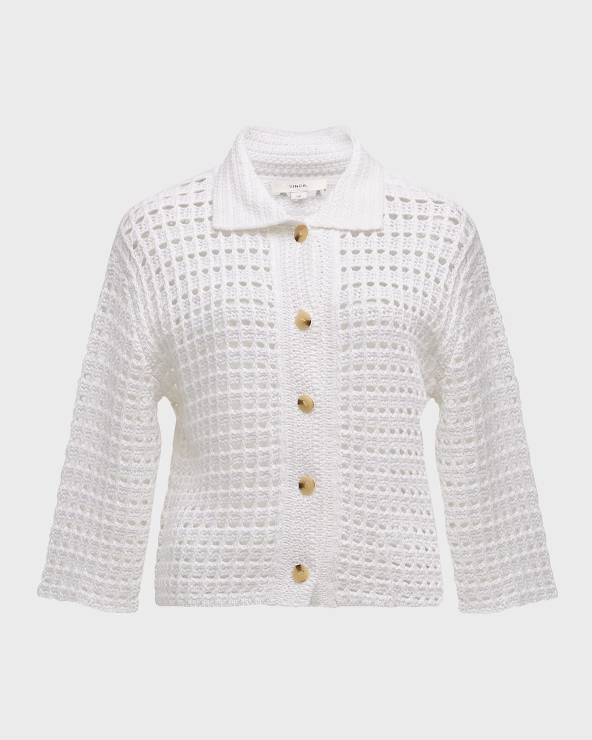 Vince Block Stitch 3/4-Sleeve Cotton Jacket