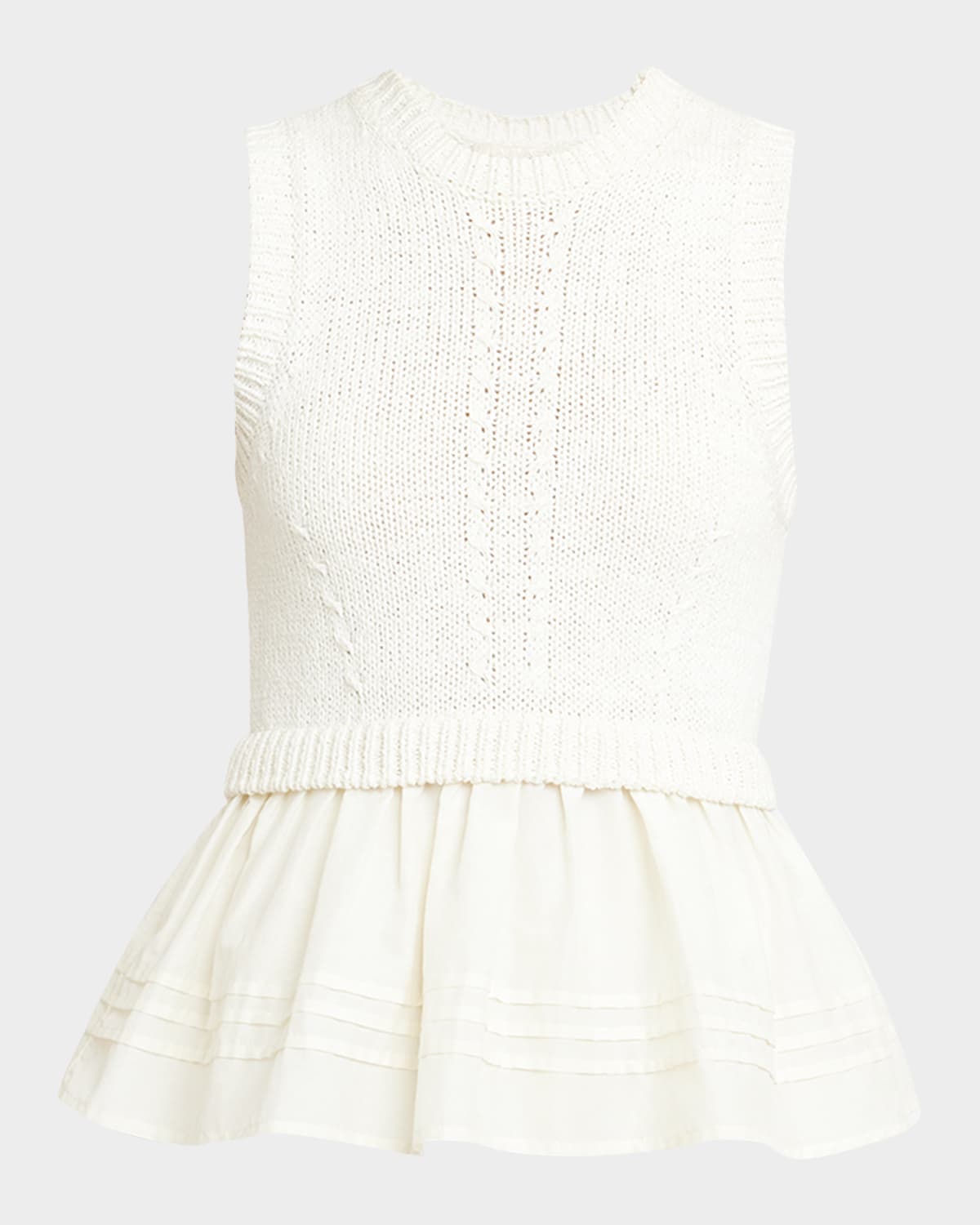 Ulla Johnson Edda Combo Knit Sleeveless Peplum Top