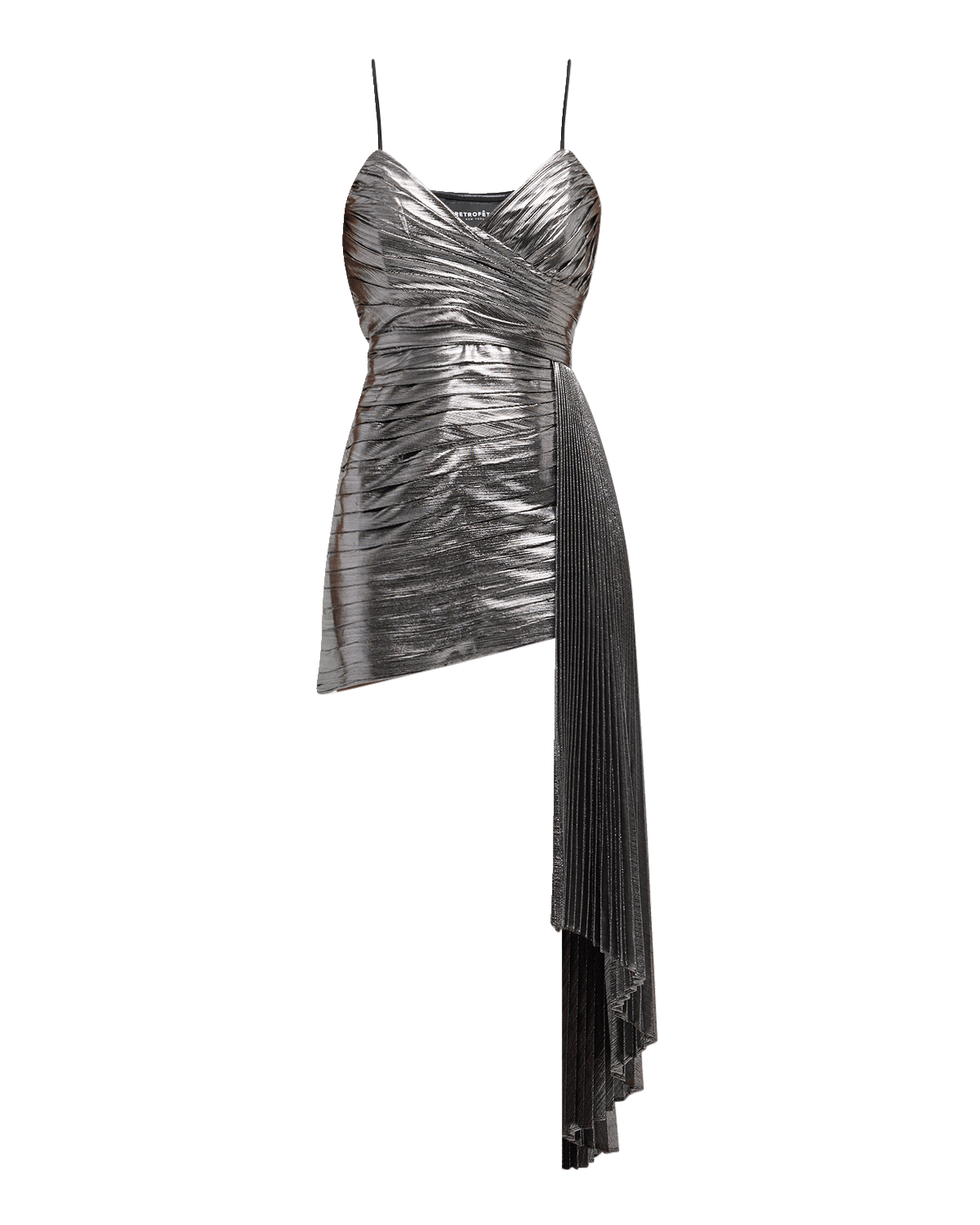 Retrofete Kenzie Strapless Pleated Metallic Sash Mini Dress